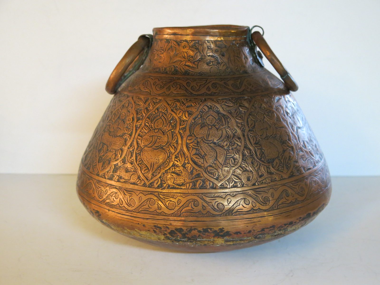 Islamic Copper God and Animal Engraved Water Pot