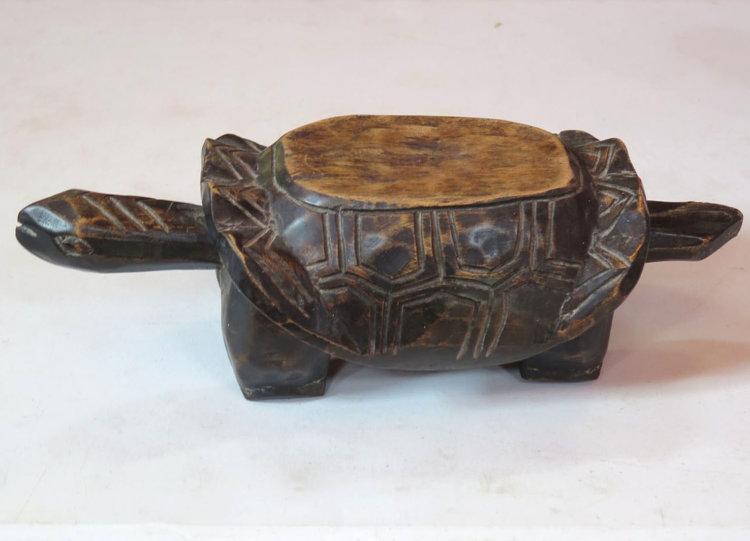 Vintage Carved Ironwood Turtle Pedestal