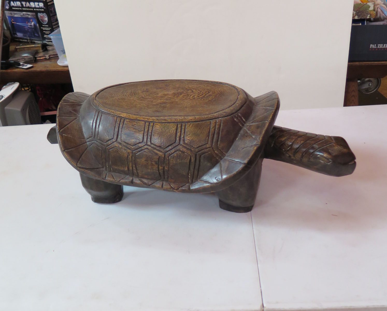 Large Carved Ironwood Turtle Stool