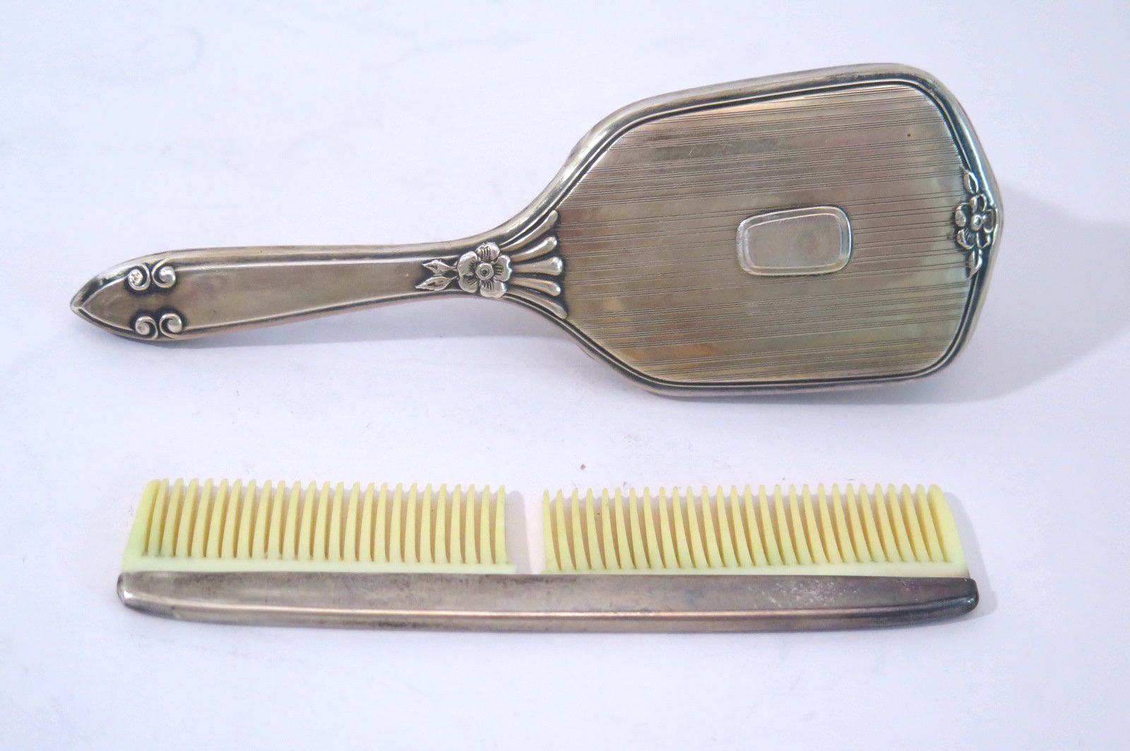 Sterling Silver Vanity Set of Two Brush and Comb