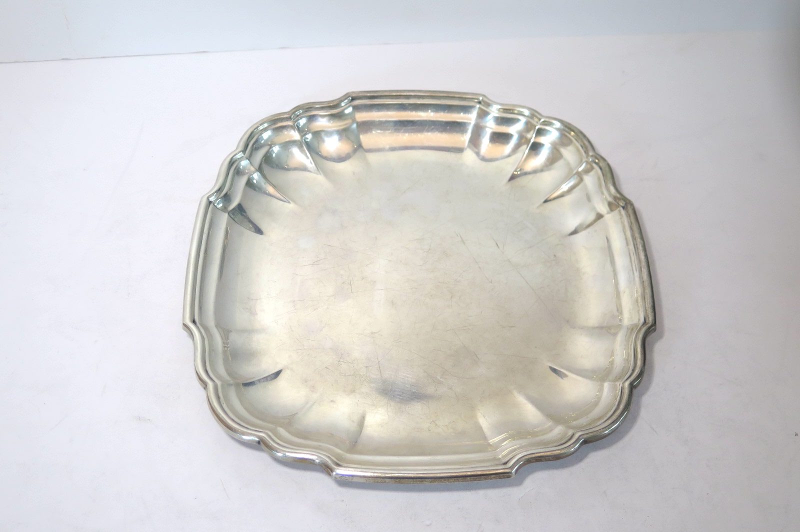 Sterling Silver Scalloped Corner Square Serving Dish