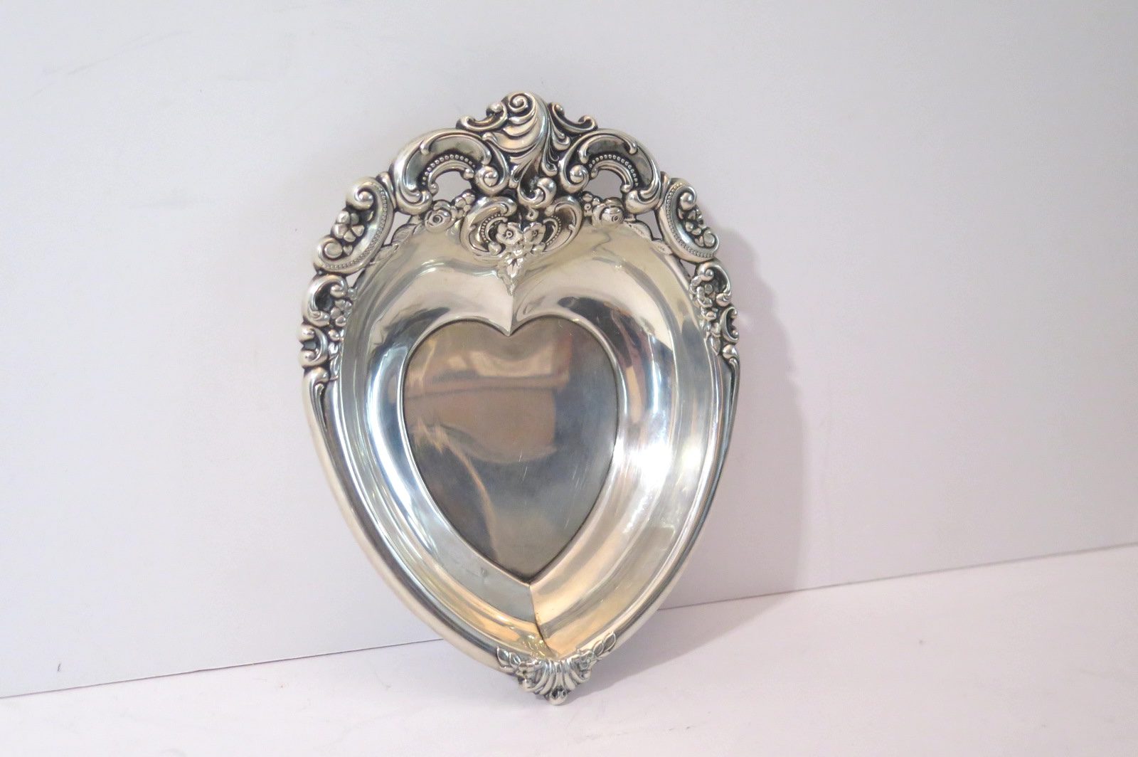 Wallace Sterling Heart Shaped Repousse Candy Dish