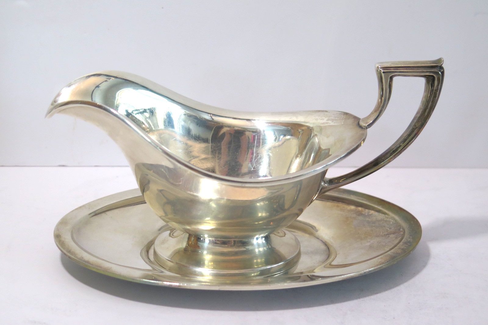 Dominick & Haff Sterling Silver Sauce Boat and Tray