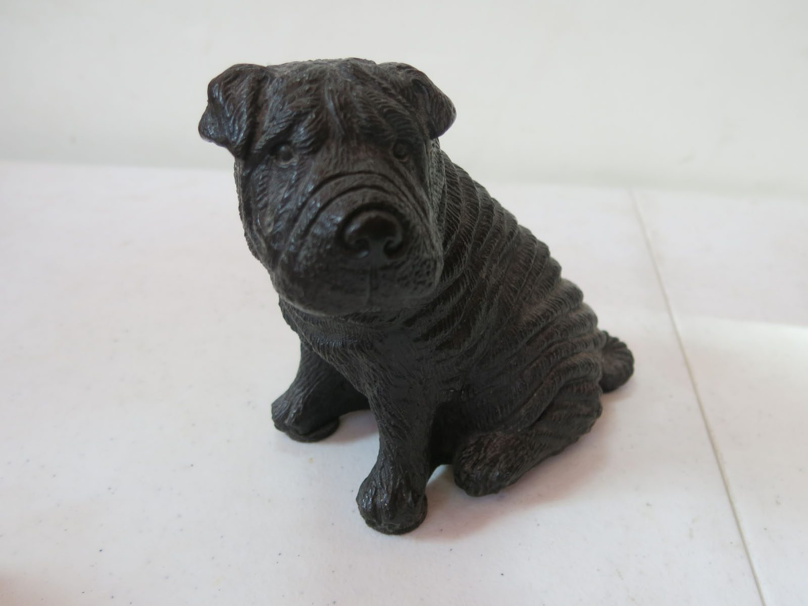 Black Cold Painted Bronze Sitting Sharpei Figurine