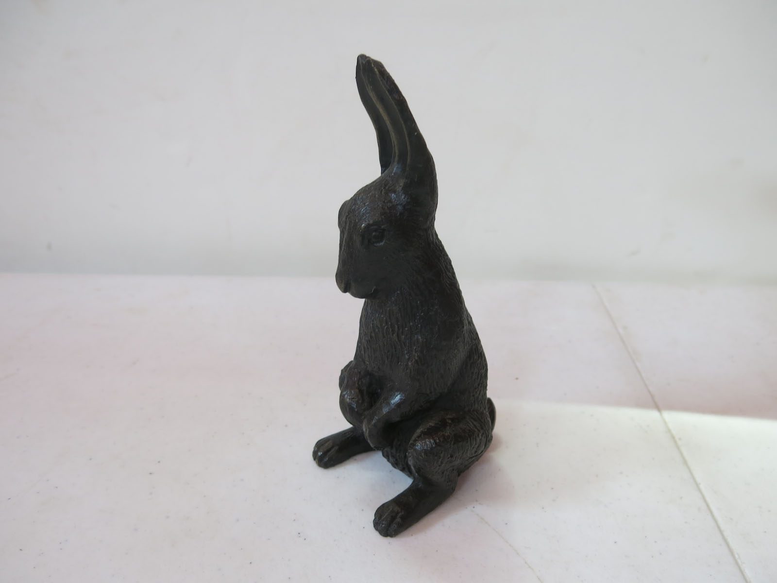 Black Cold Painted Bronze Rabbit Figurine