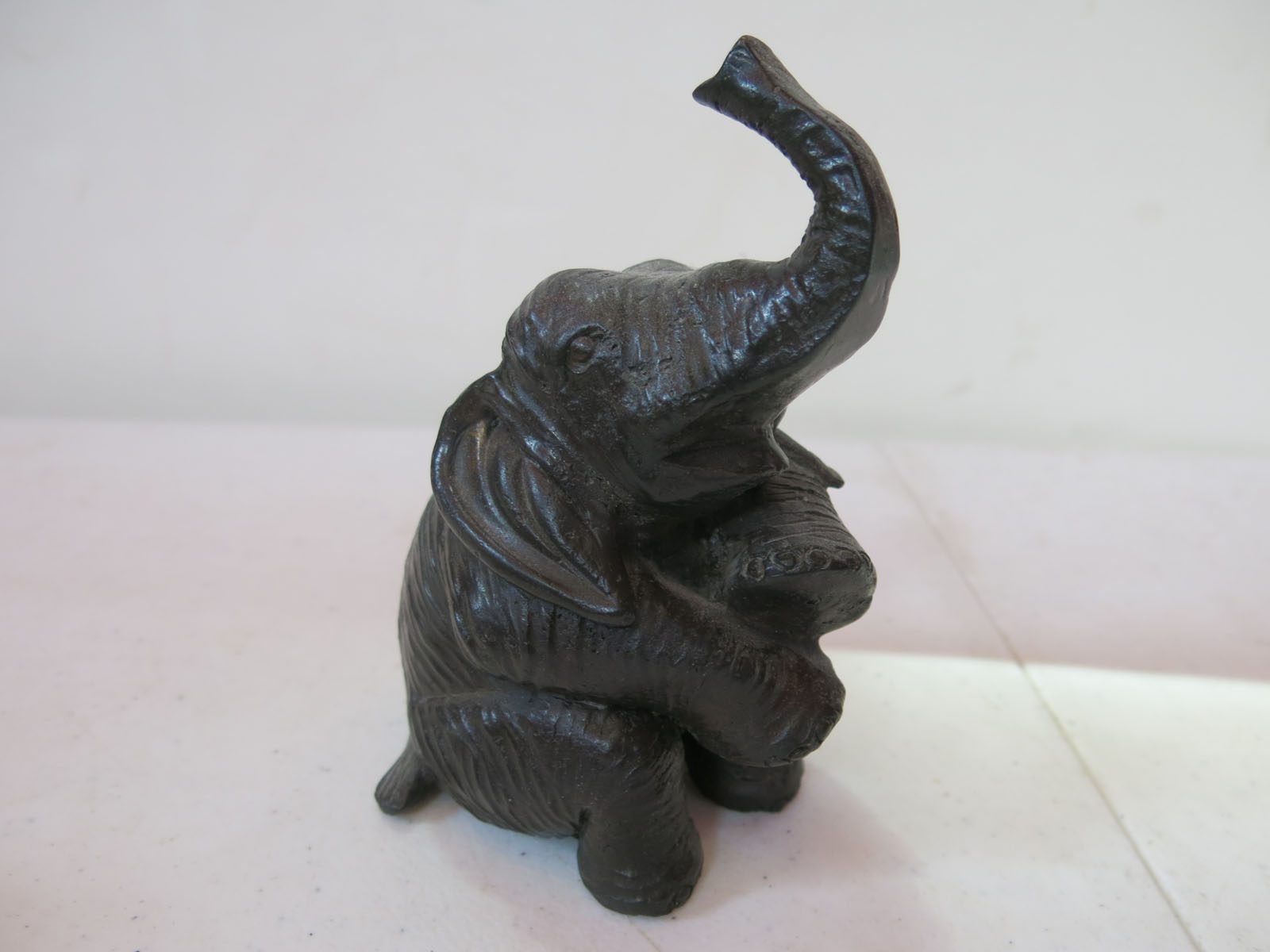 Black Cold Painted Bronze Elephant Figurine