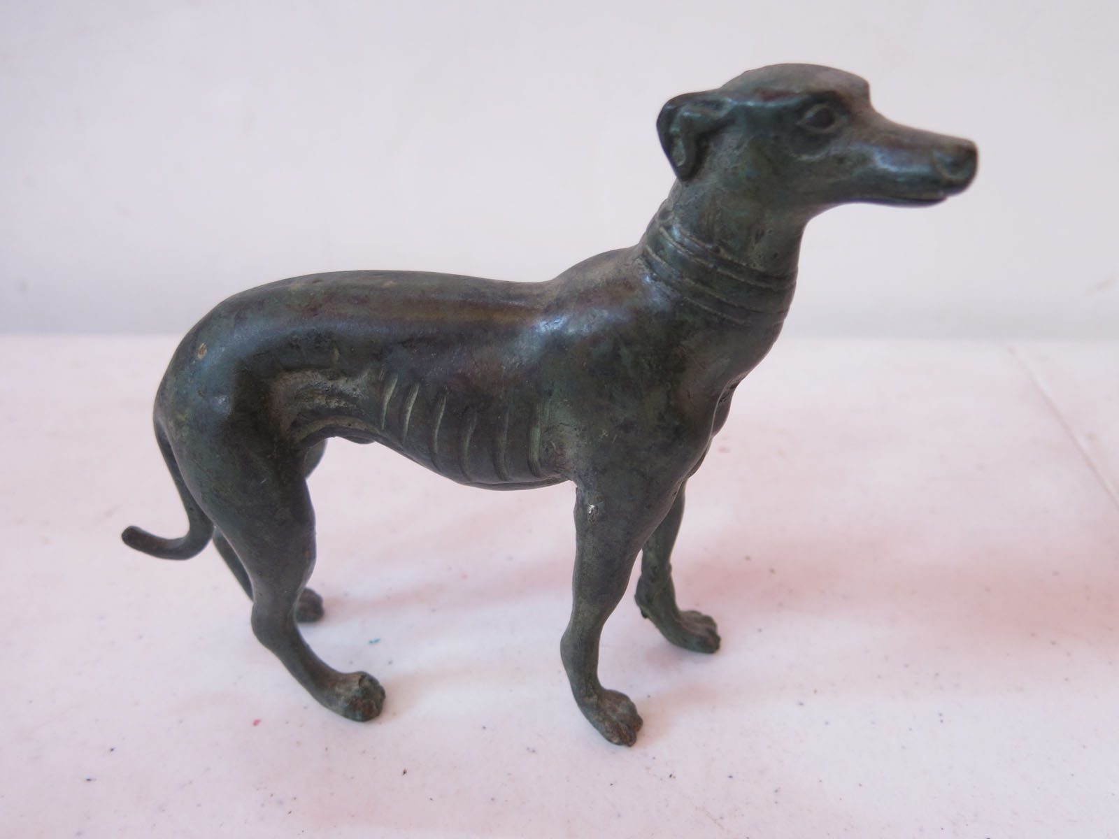 Verdigris Bronze Greyhound Figurine