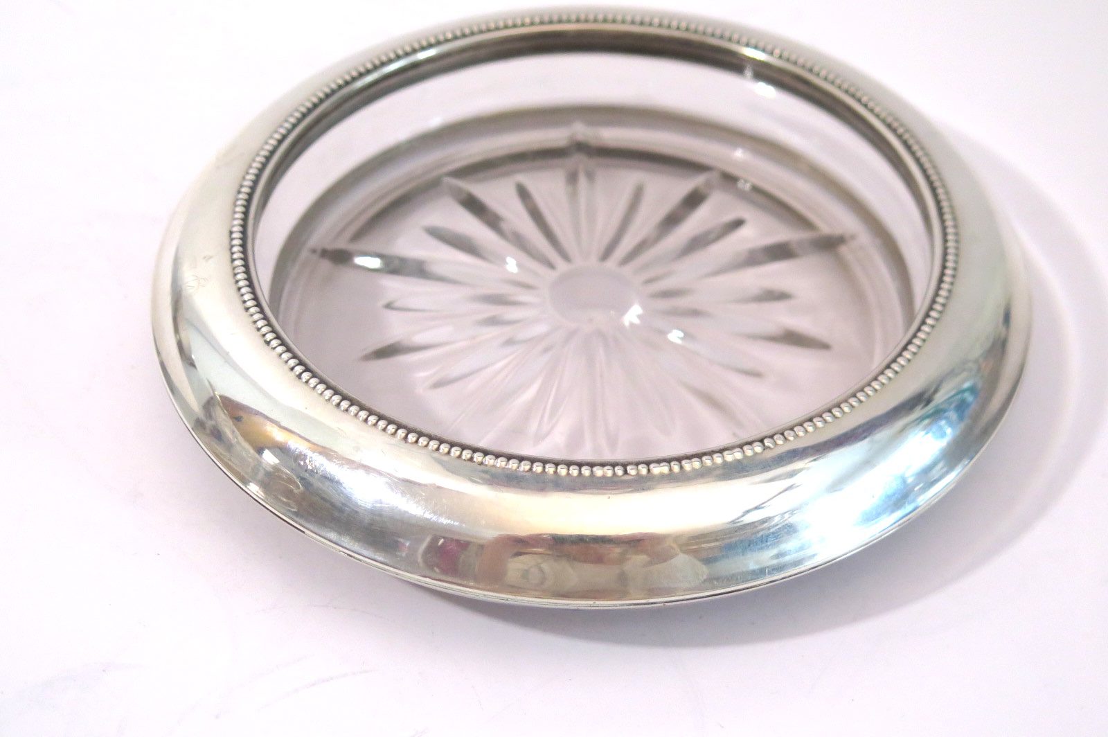 Frank M. Whiting & Co. Sterling Silver and Glass Wine Coaster