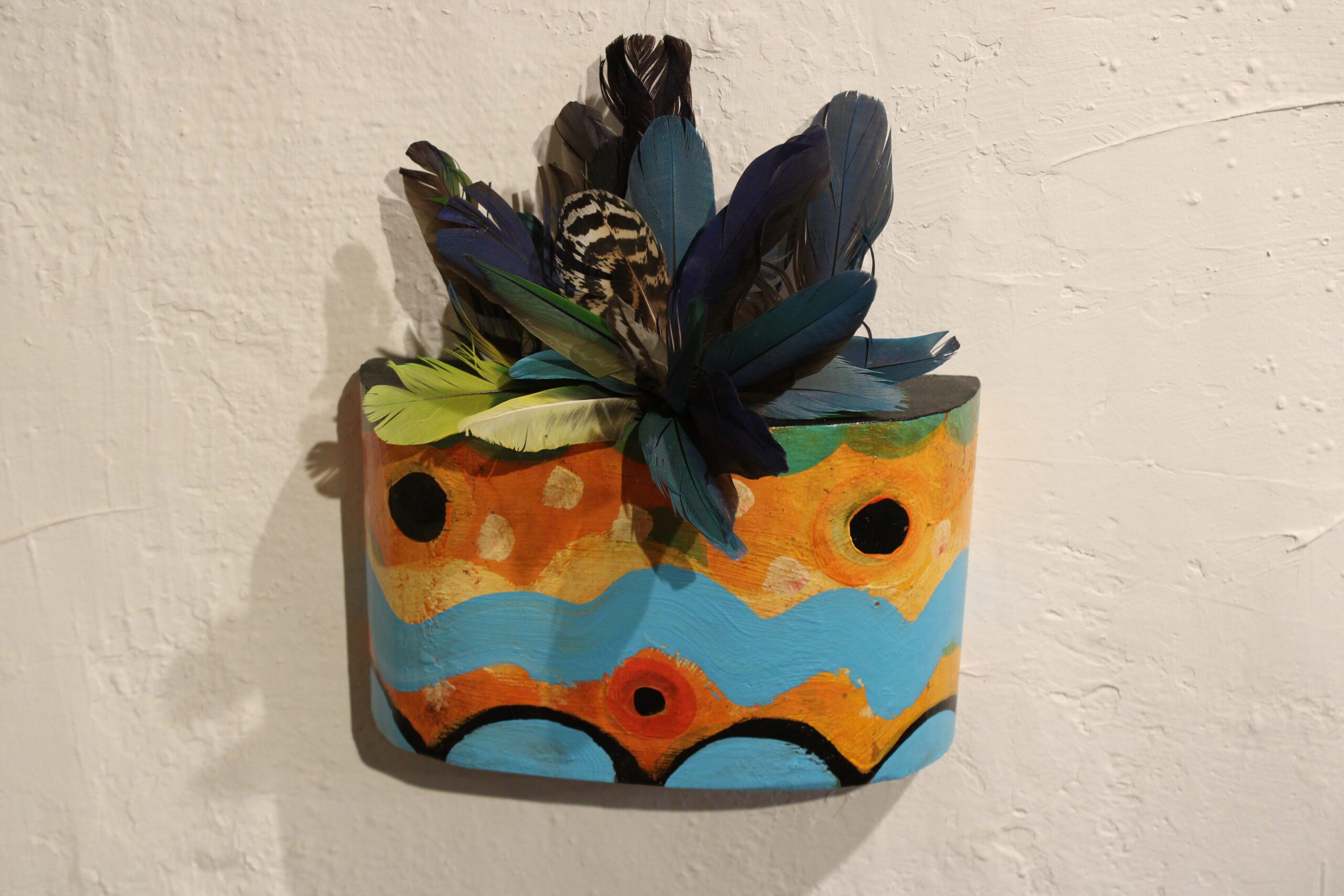 Gregory Lomayesva Blue/Orange/Green Hopi Folk Art Kachina Mask