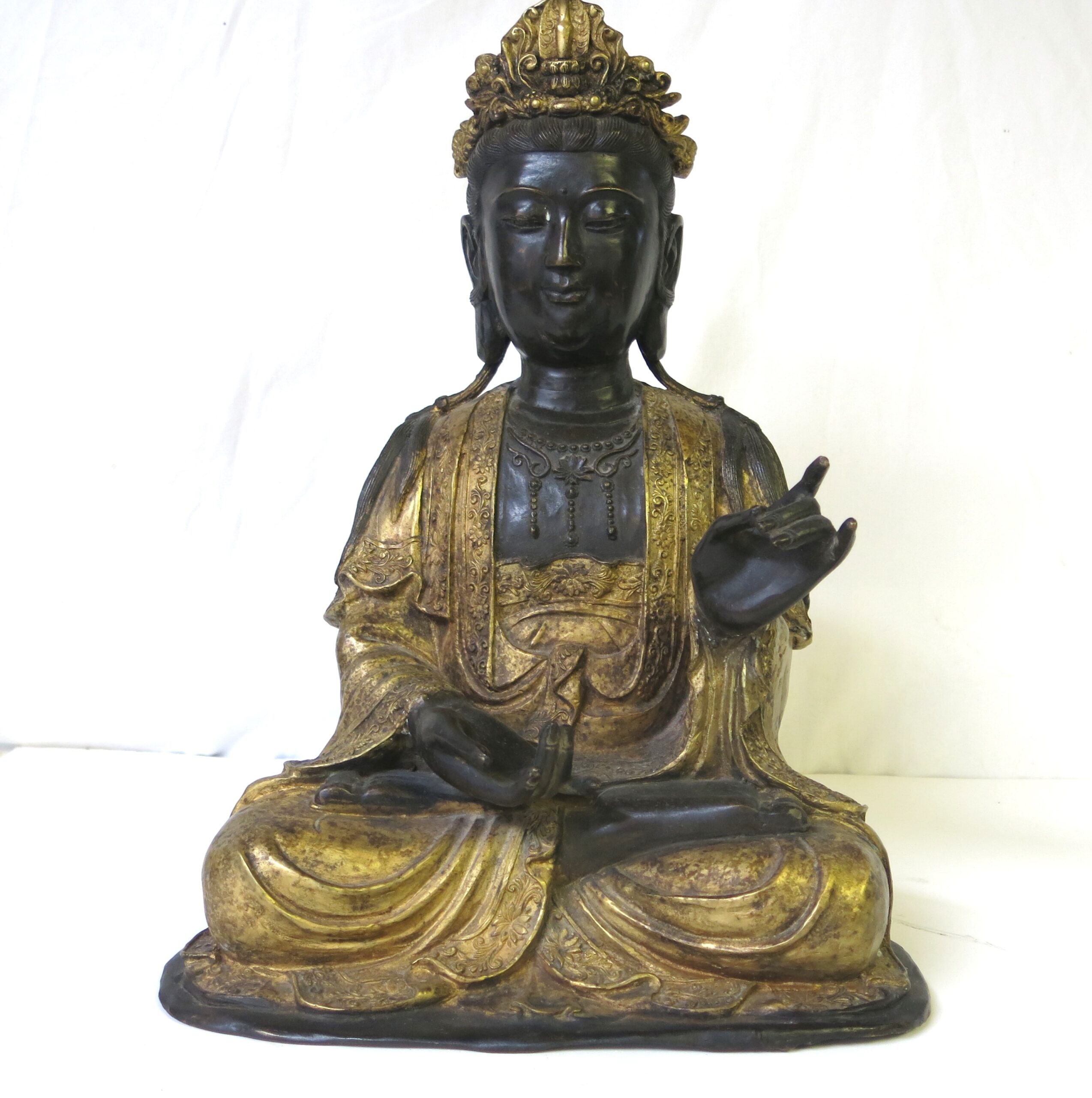19th C. Chinese Gilt Bronze Seated Guanyin Bodhisattva