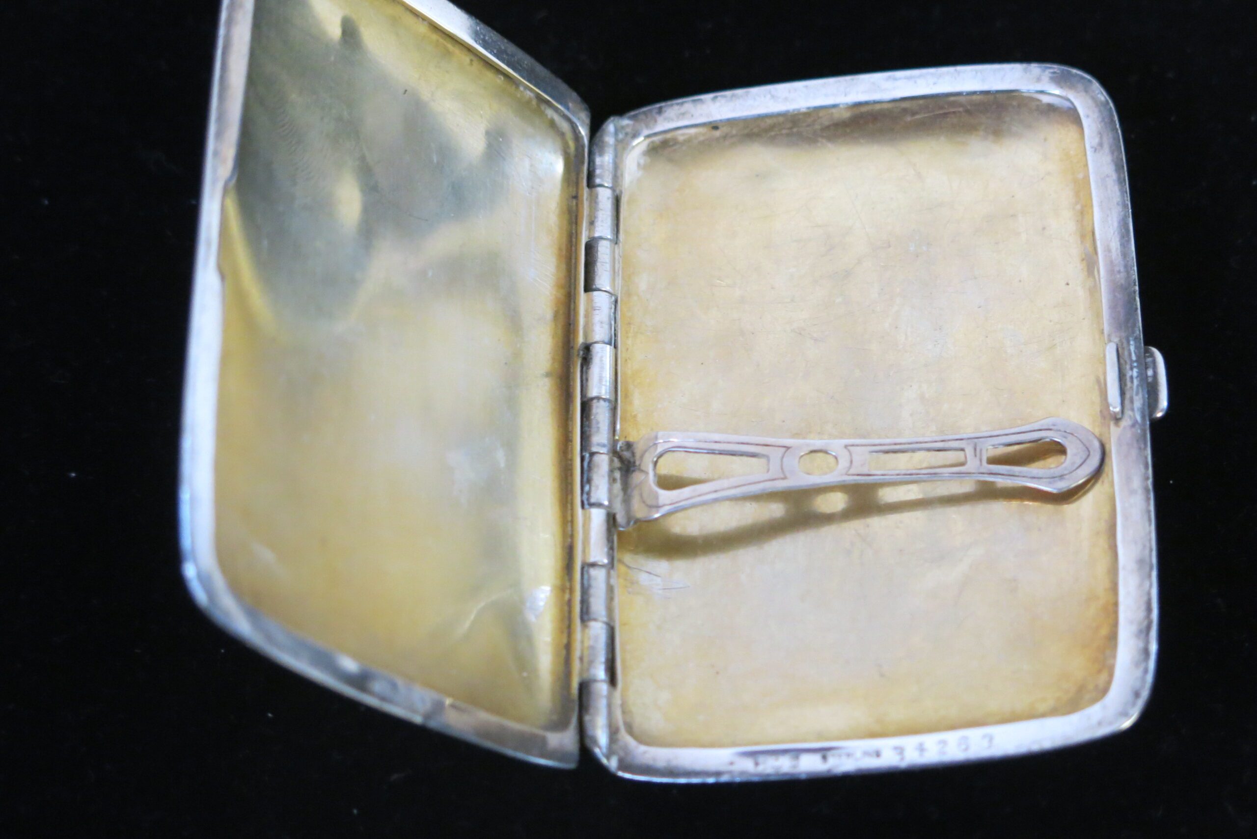 Ca. 1835 Sterling Silver and Gold Wash Hinged Georgian Dance Card Case - Image 4