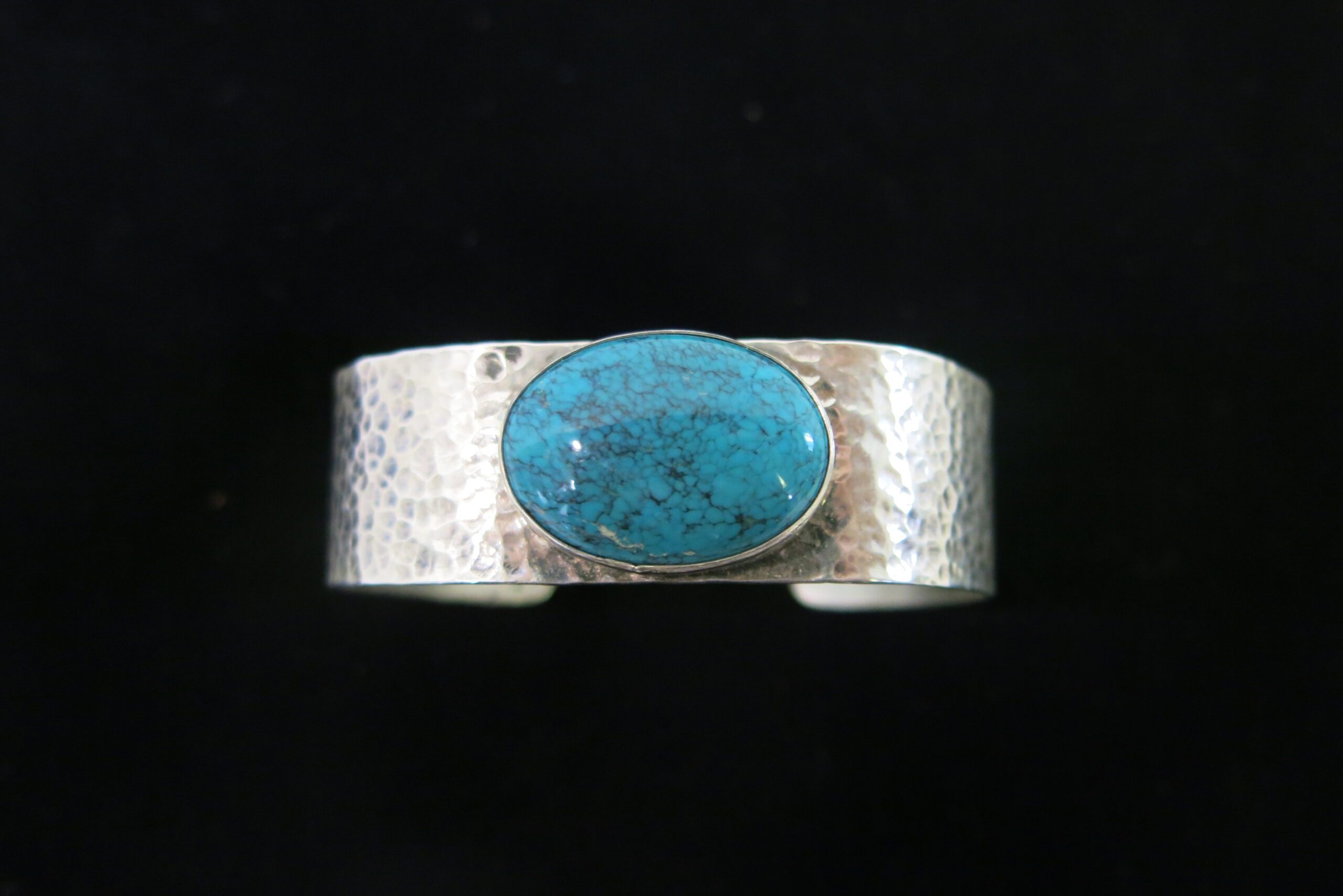 Vintage Navajo Sterling Cuff Bracelet with Turquoise Cabochon