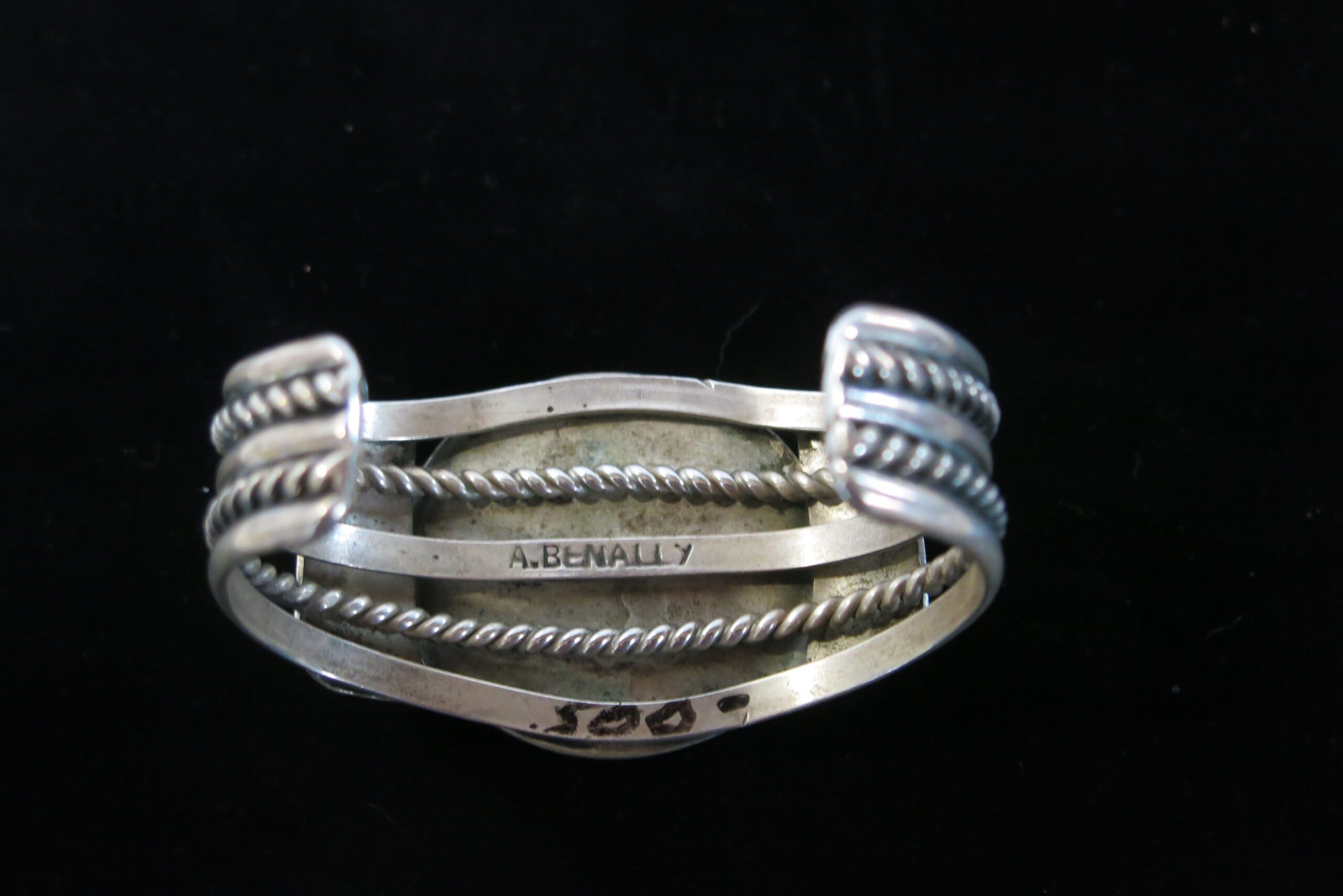 Vintage A. Benally Morenci Turquoise and Silver Cuff Bracelet - Image 6