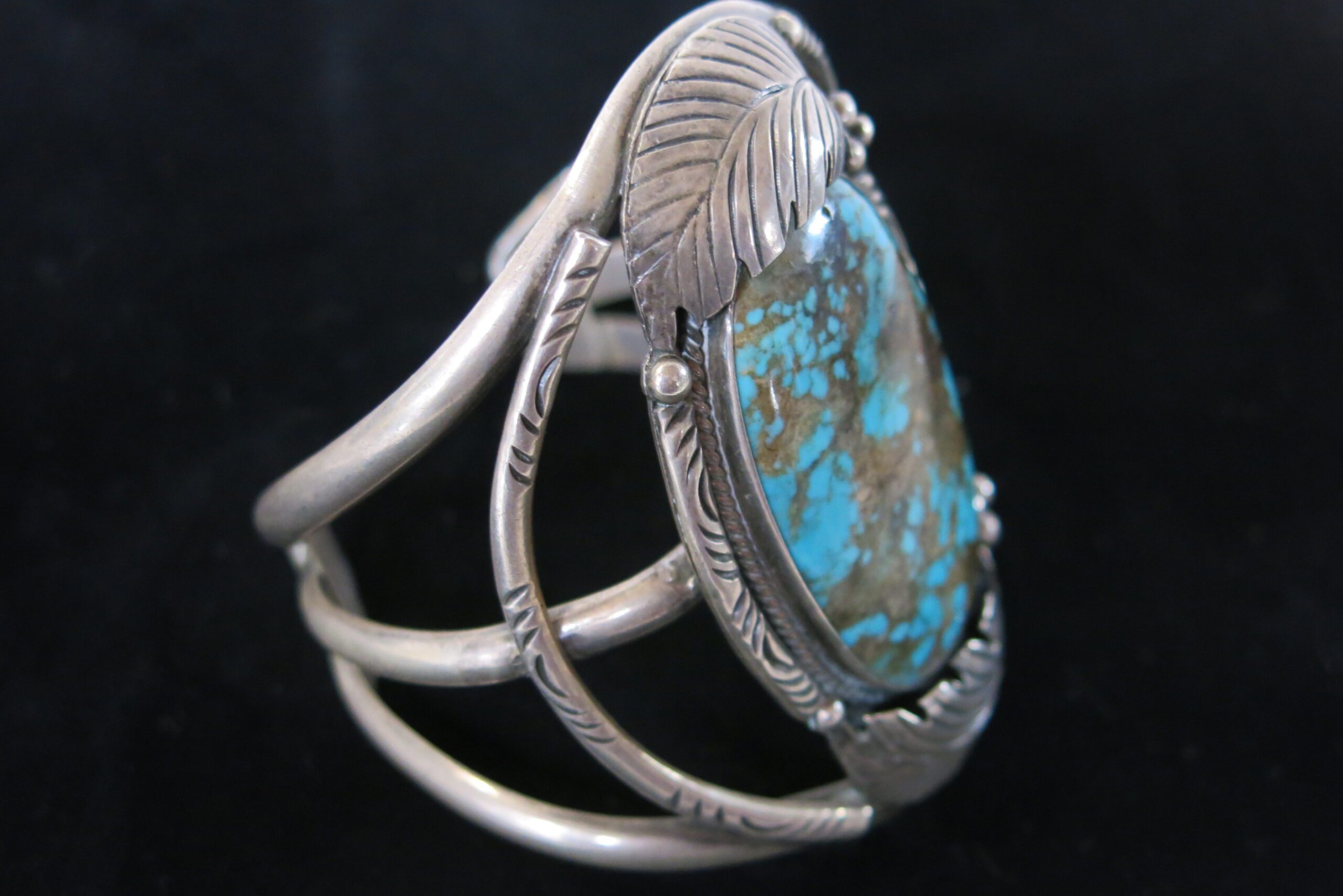 Vintage Navajo Sterling Silver and Royston Turquoise Cuff Bracelet - Image 8