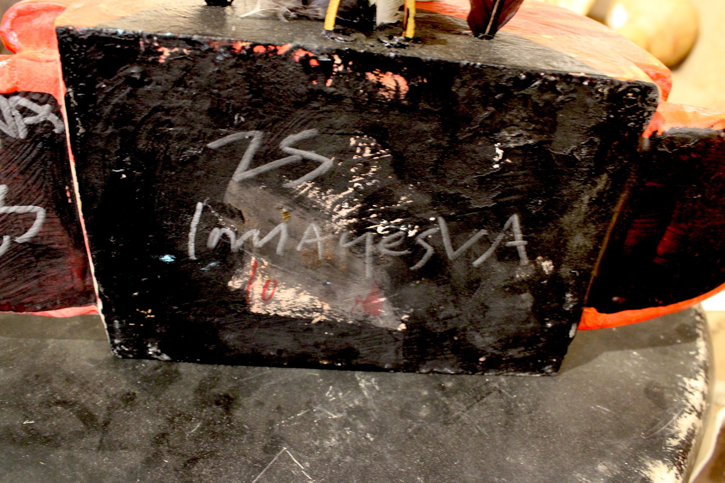 Gregory Lomayesva Red/Green/Blue Hopi Folk Art Kachina Mask - Image 6