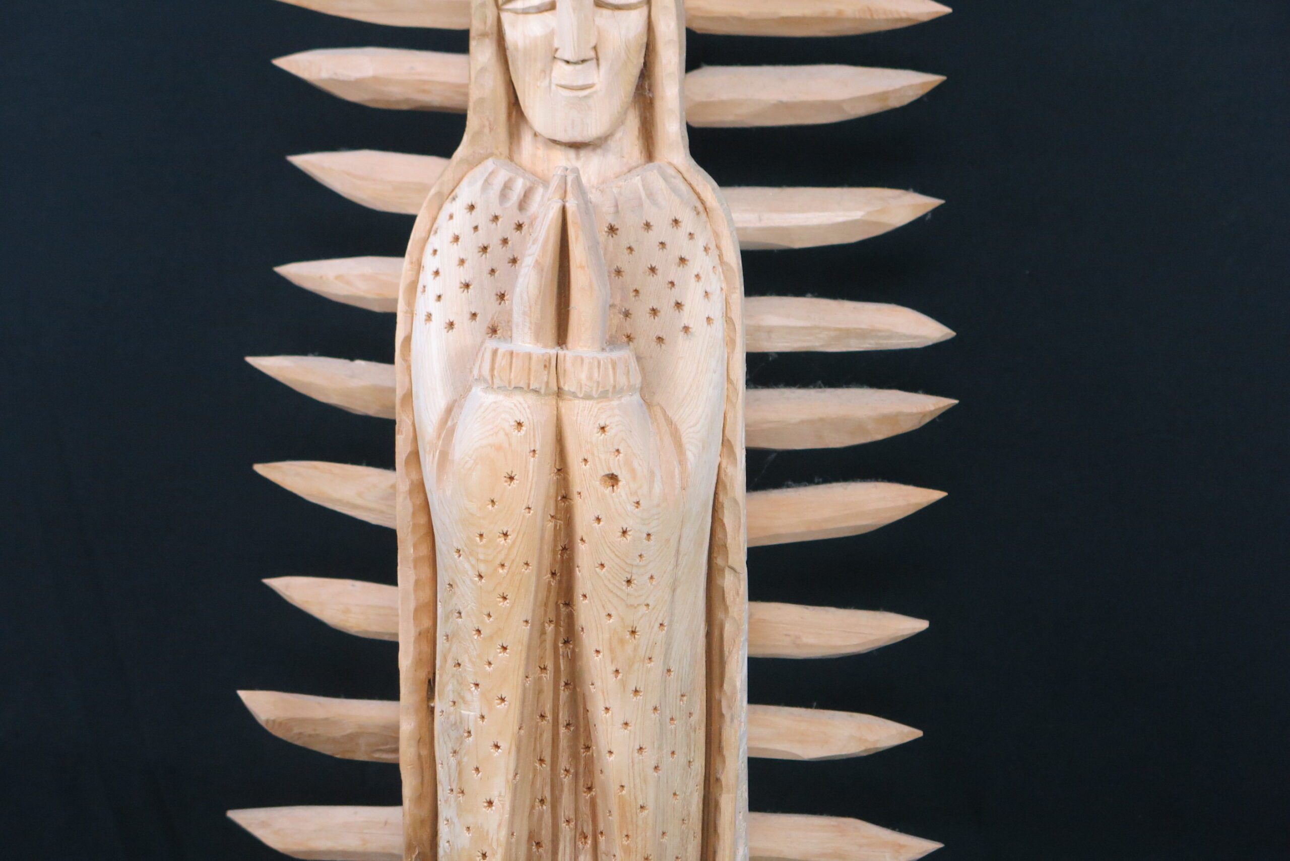 Leonardo Salazar Our Lady of Guadalupe Carved Cedar Bulto - Image 4