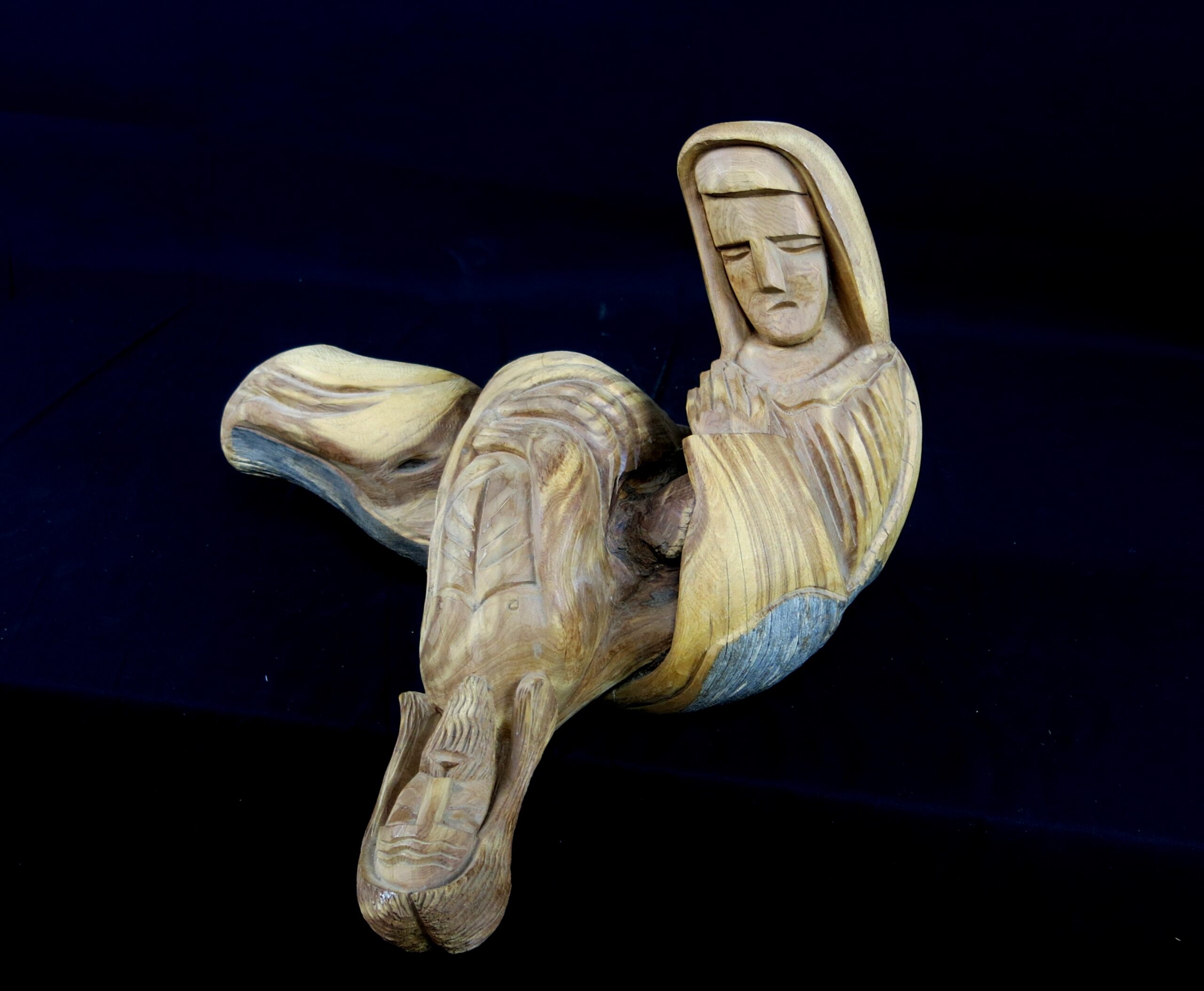 Ernesto Salazar Cedar Root Bulto Carving – Mary with the Crucified Christ