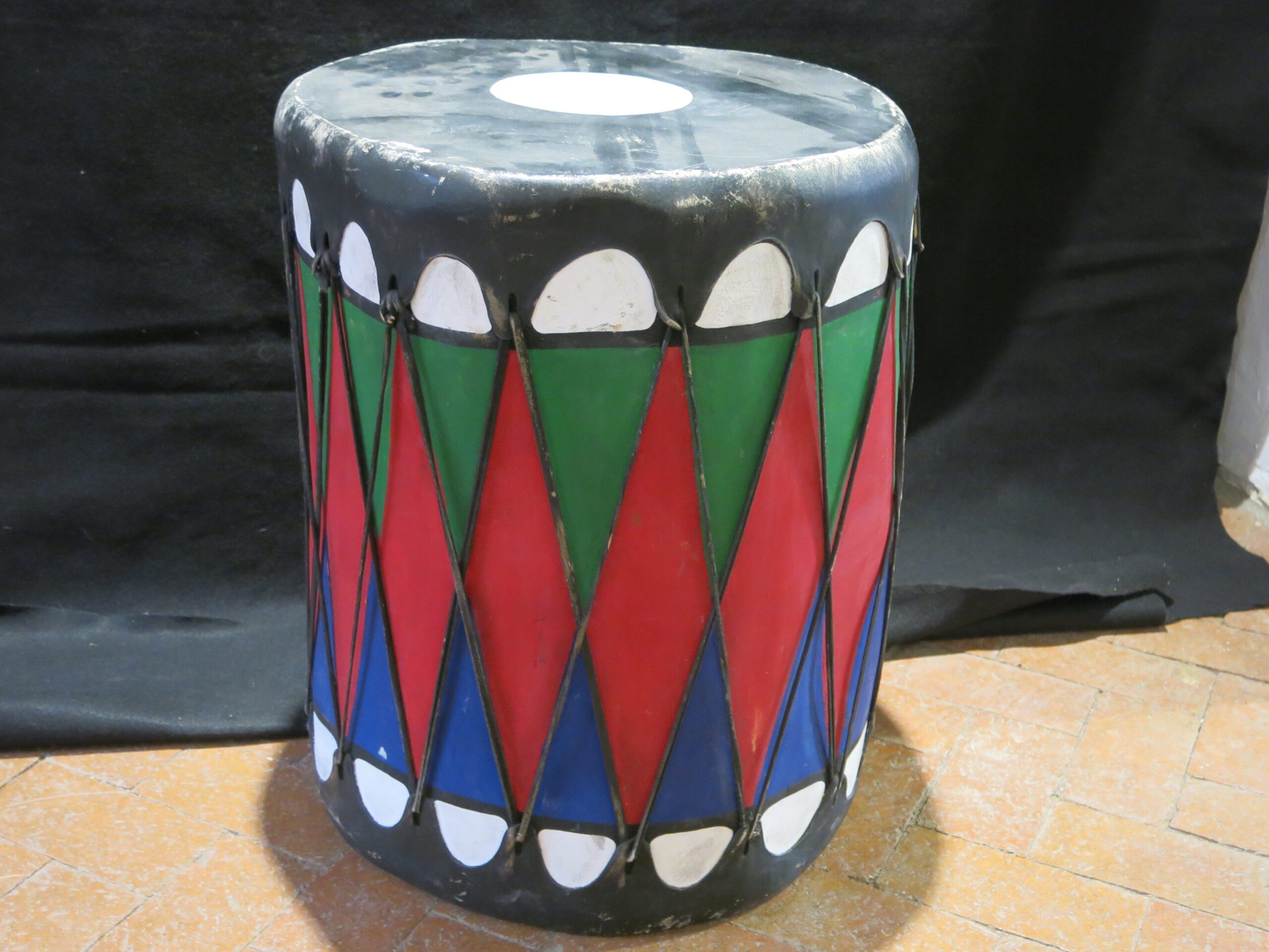 Vintage Cochiti Pueblo Painted Plaza Drum