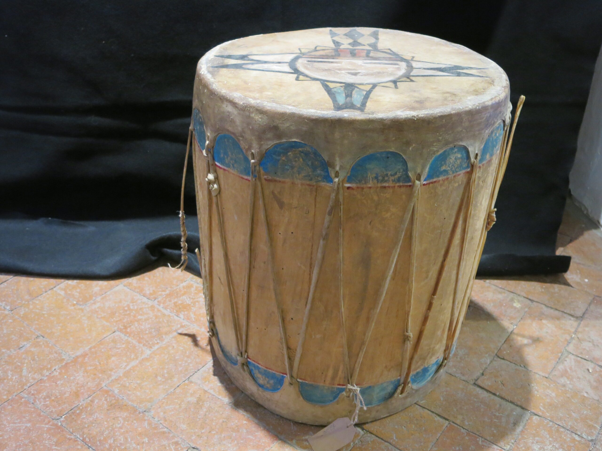 Vintage Sun Face Painted Cochiti Pueblo Drum