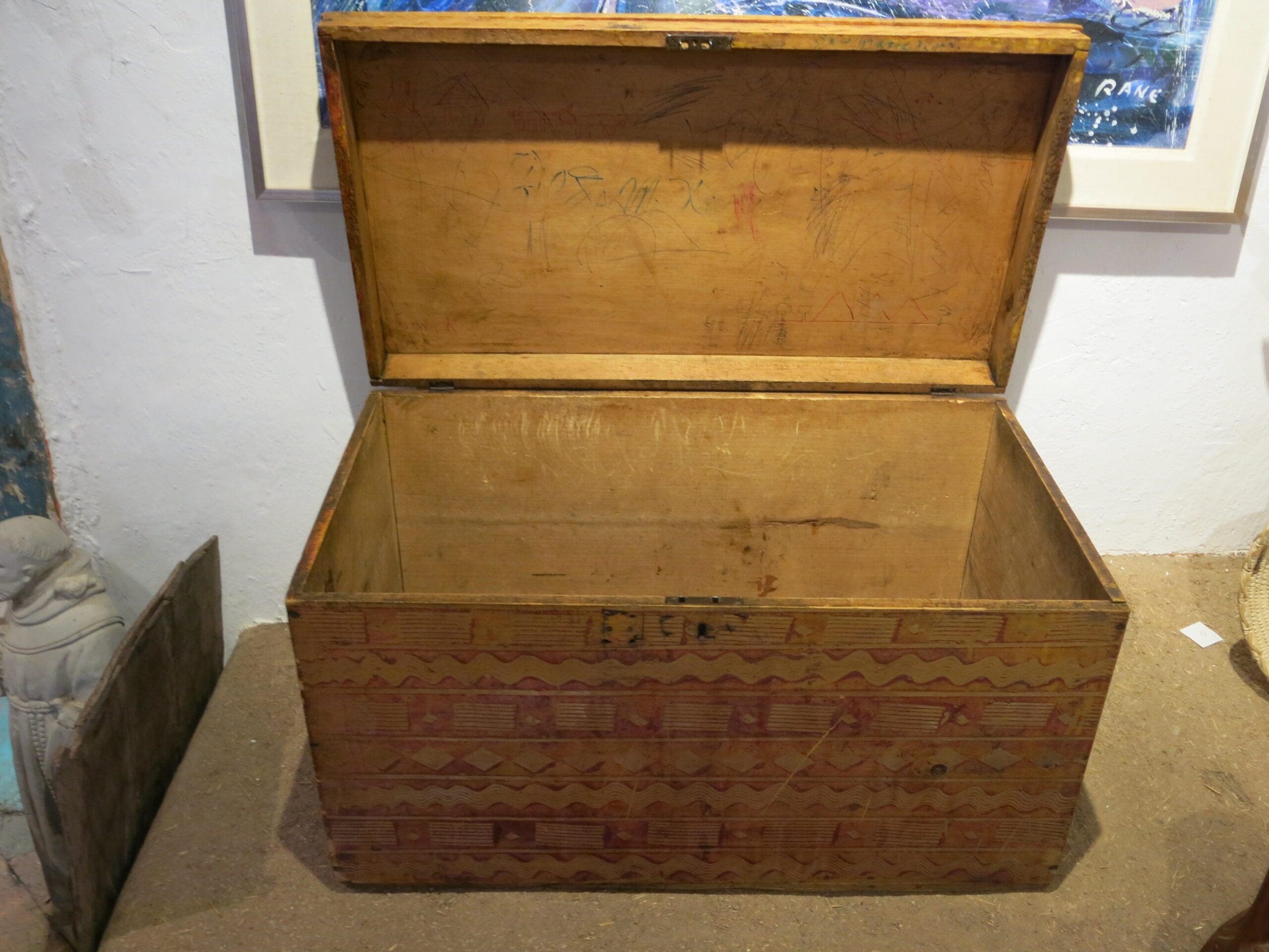 19th C. Hand Stenciled Pennsylvania Dutch Farmhouse Storage Chest - Image 4