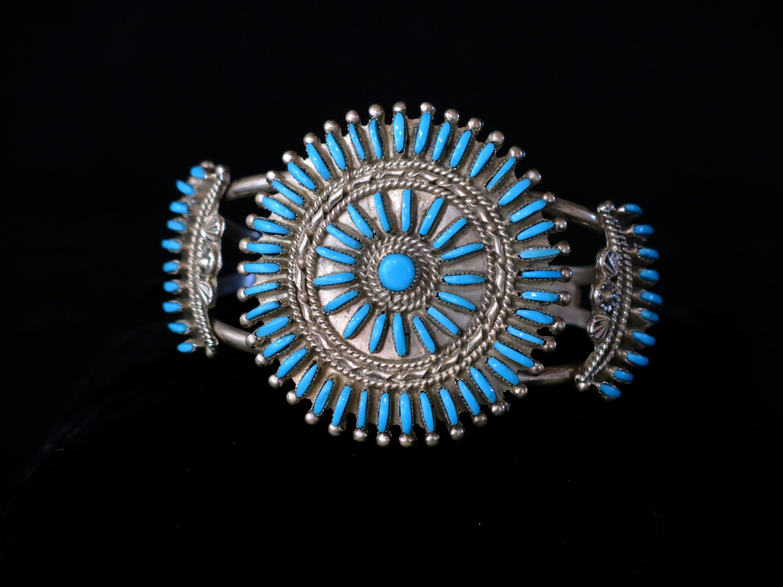 Eva Wyaco Turquoise Sterling Silver Zuni Needle Point Cuff Bracelet