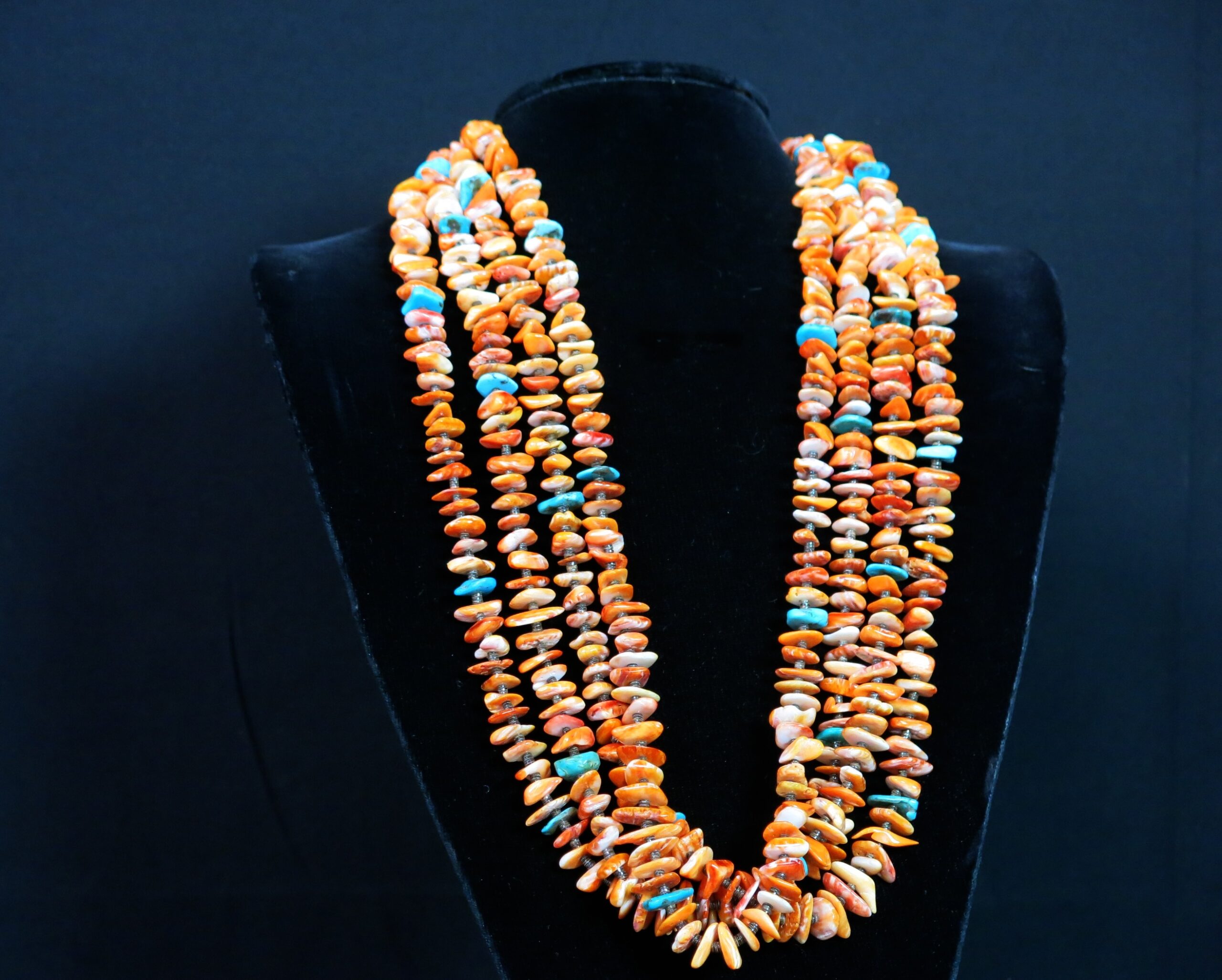 Kenneth Agular Spiny Oyster, Turquoise 4 Strand Bead Necklace Spiny Oyster, Turquoise 4 Strand Bead Necklace
