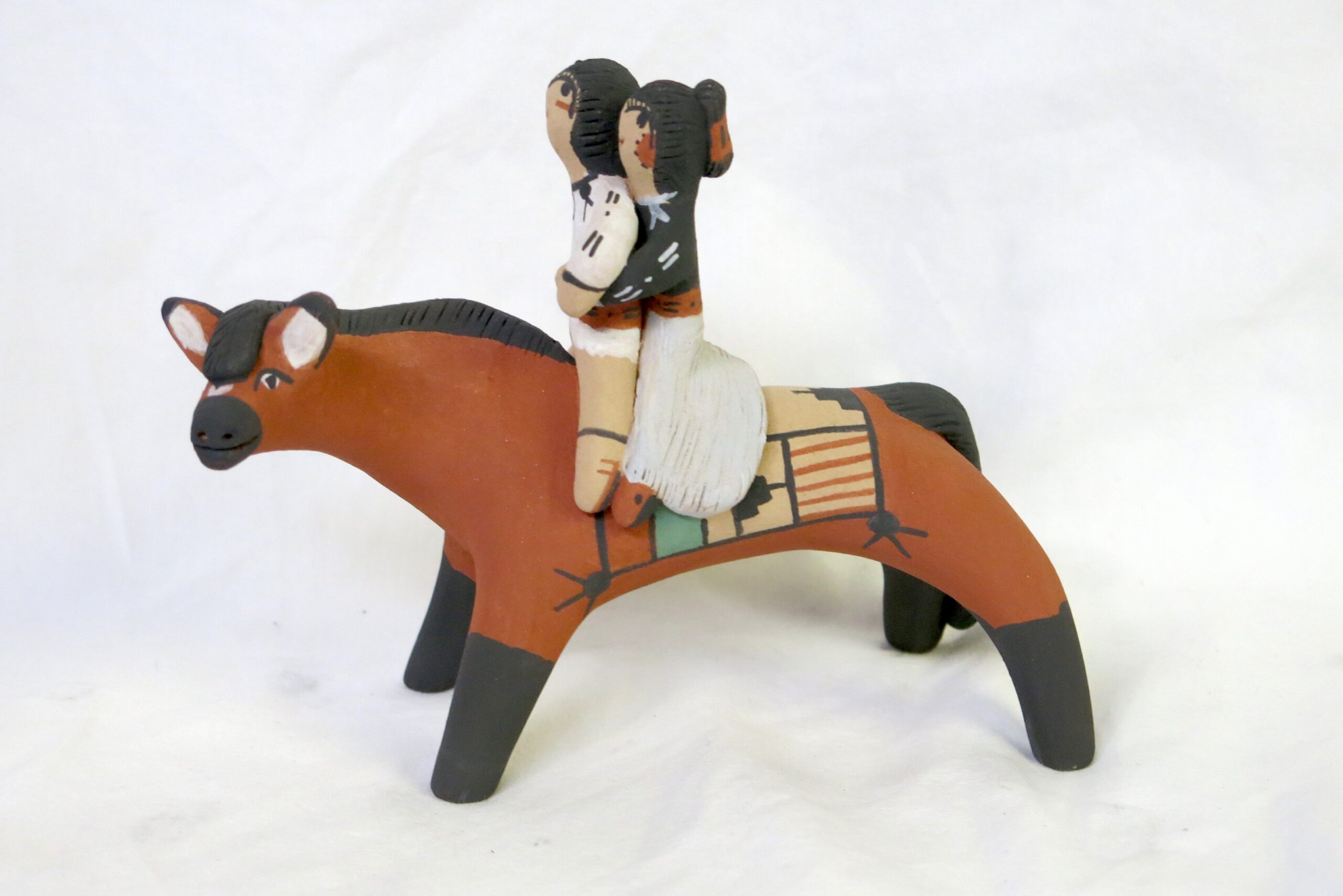 Clifford Kim Fragua Red Horse with 2 Children Storyteller Figurine