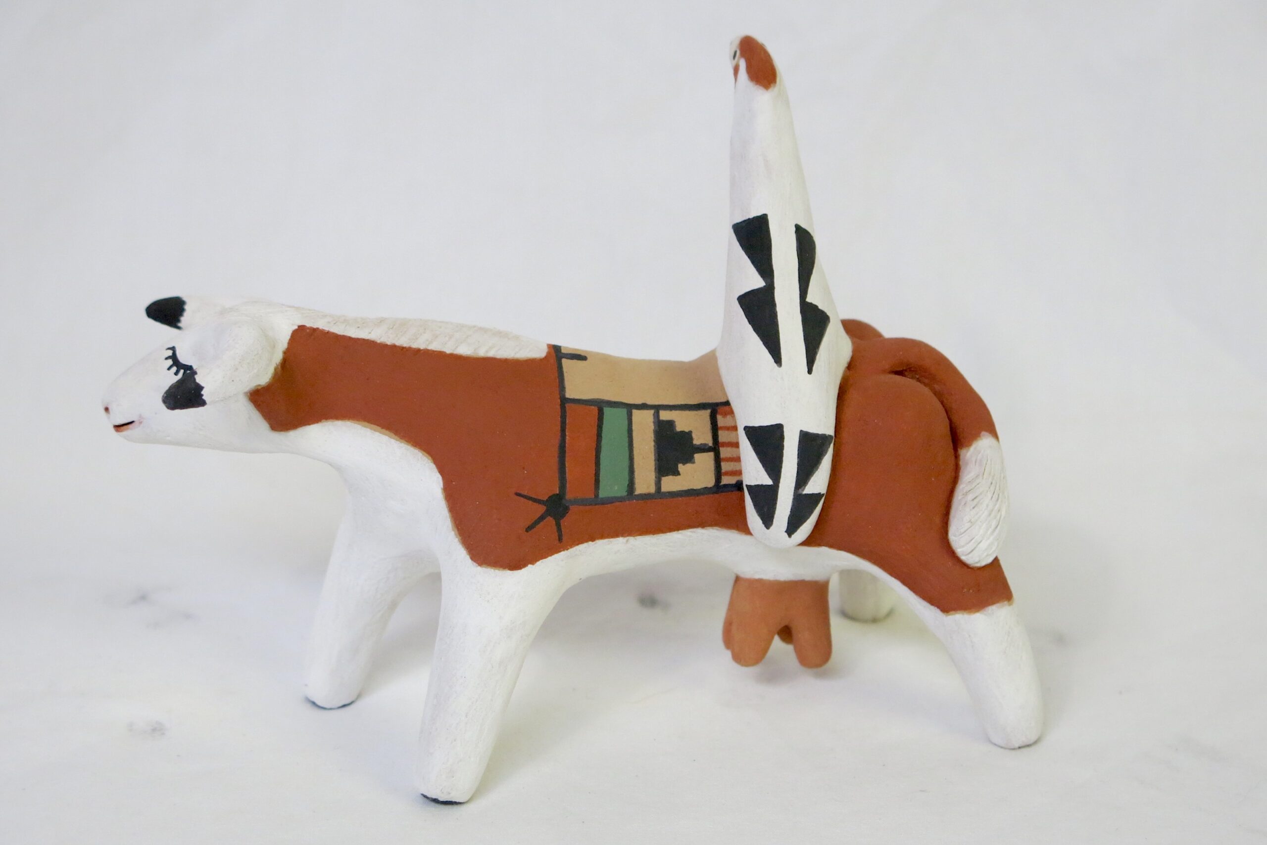 Clifford Kim Fragua Cow with Bird Storyteller Figurine - Image 3