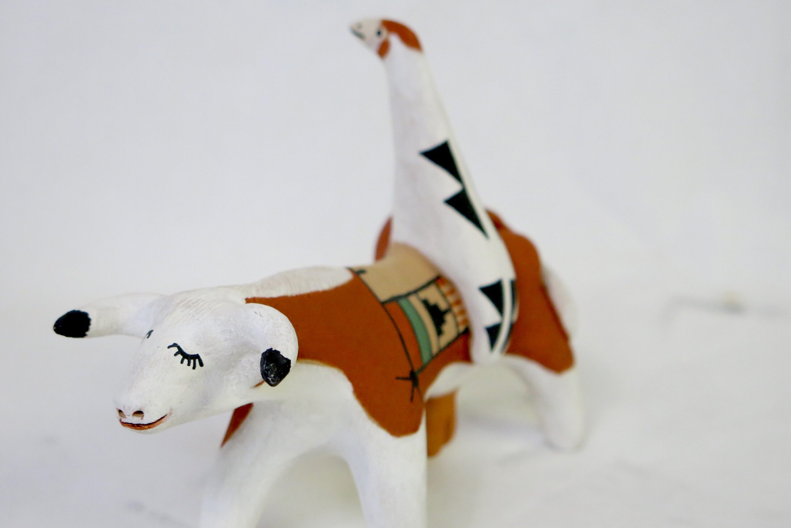 Clifford Kim Fragua Cow with Bird Storyteller Figurine