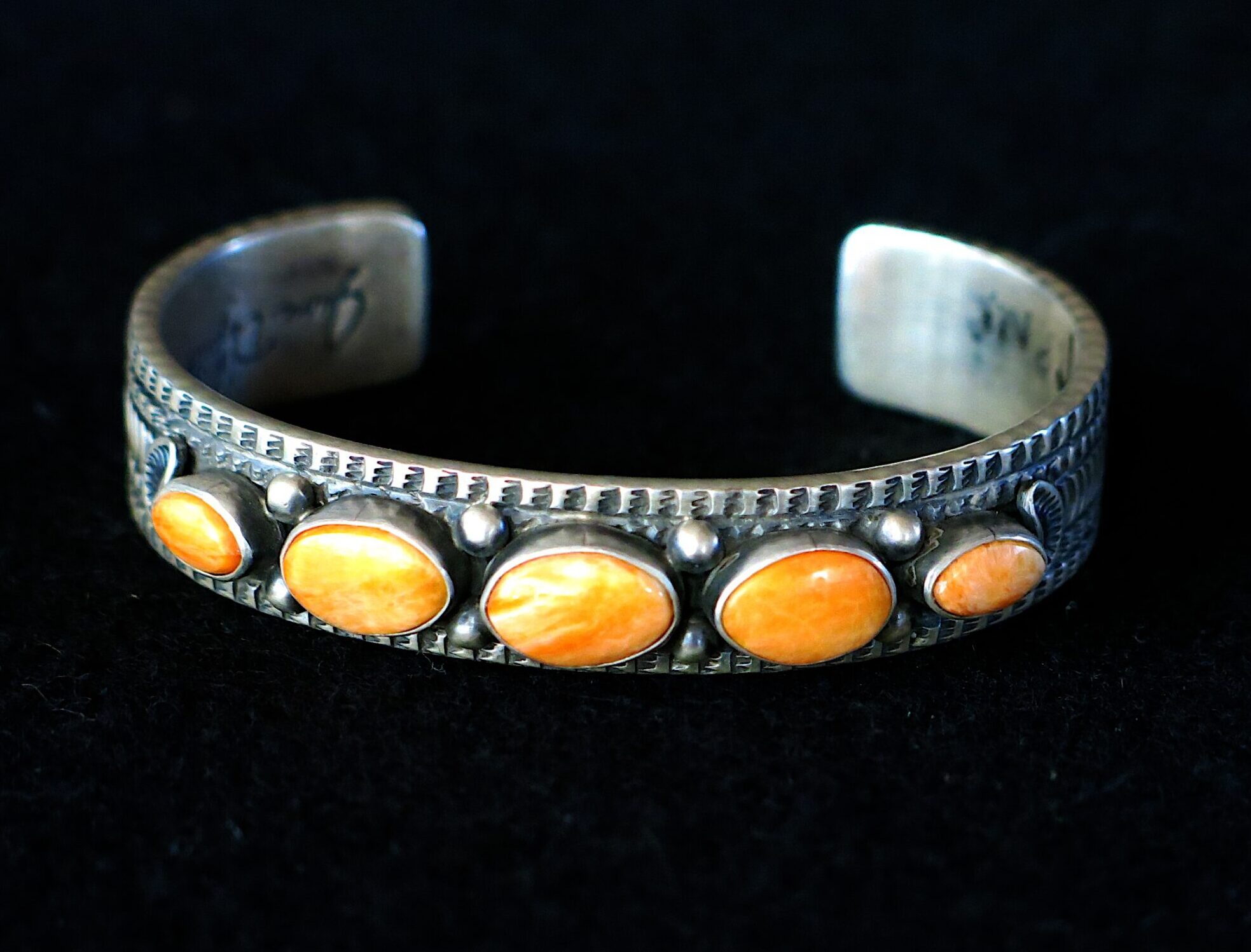 June DeFauto Sterling Silver with Spiny Oyster Cuff Bracelet