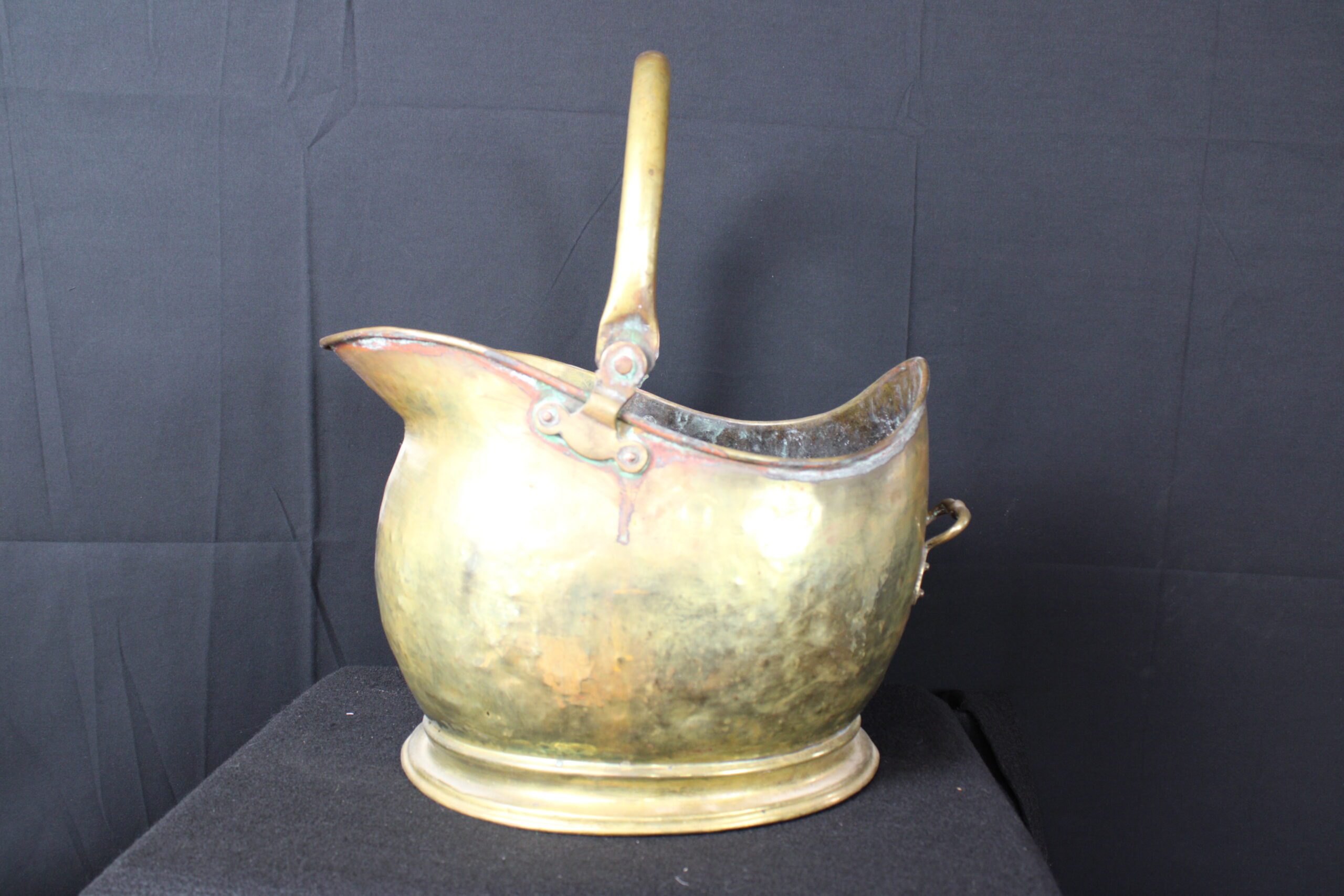 Antique Victorian Helmet Copper Coal Scuttle or Hod