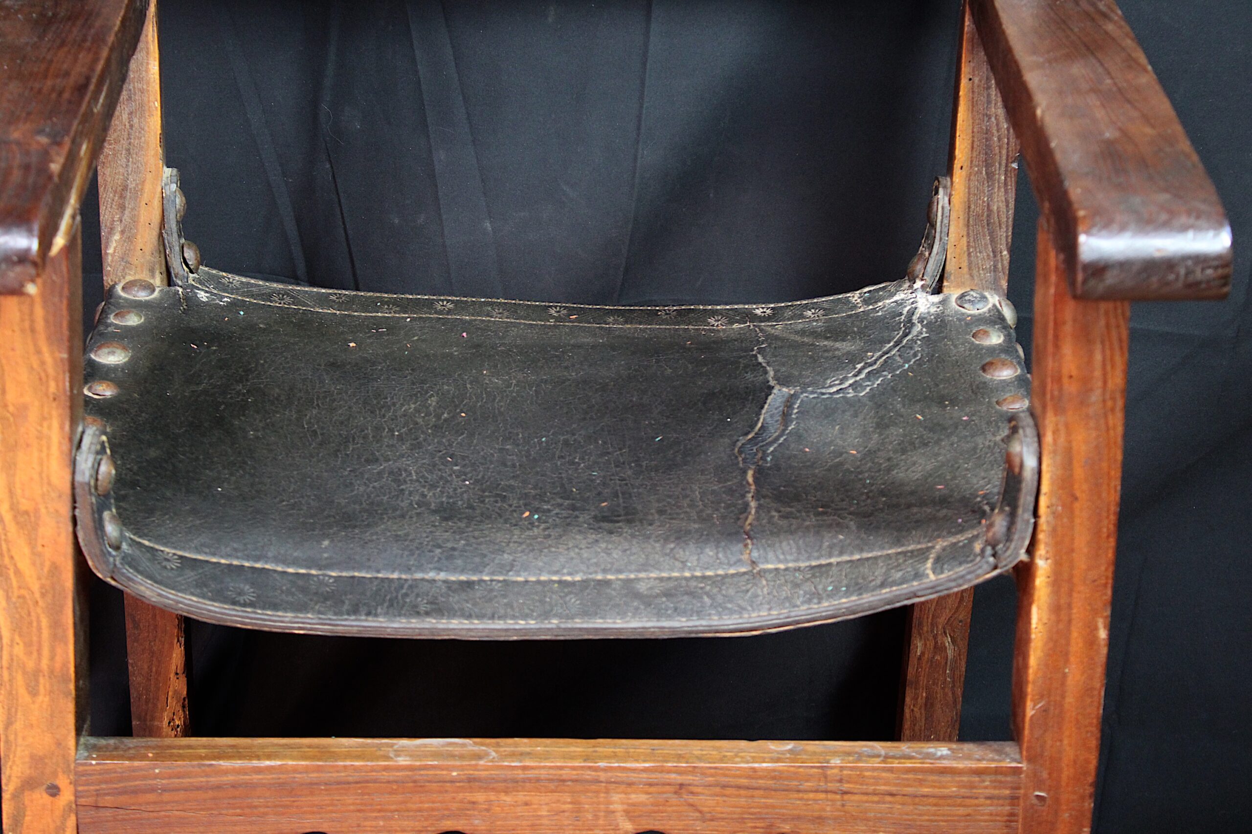 Antique Spanish Colonial Sillón de Frailero Armchair - Image 4