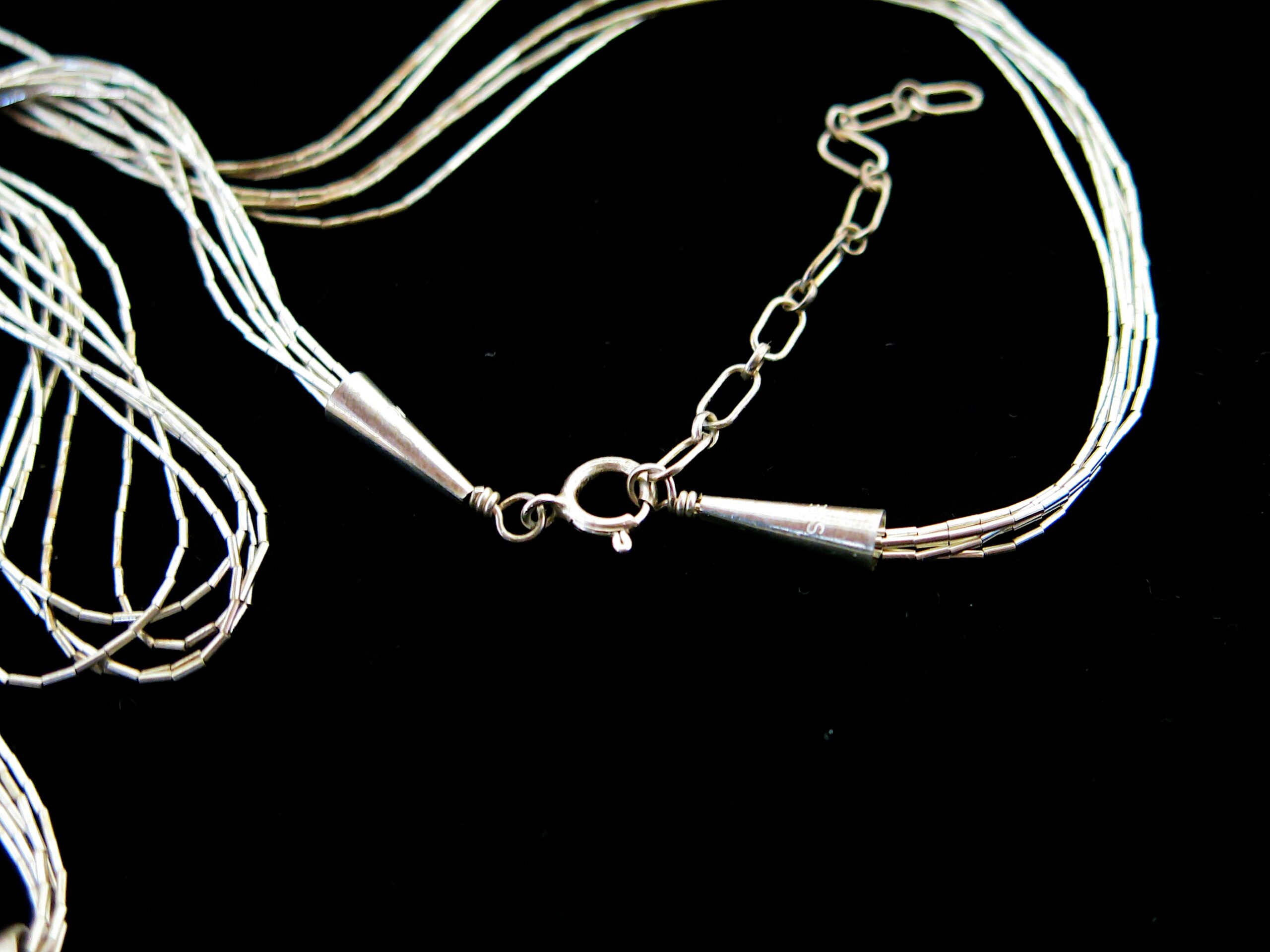 Sterling Silver Tube Chain Necklace with Turquoise Pendant - Image 6