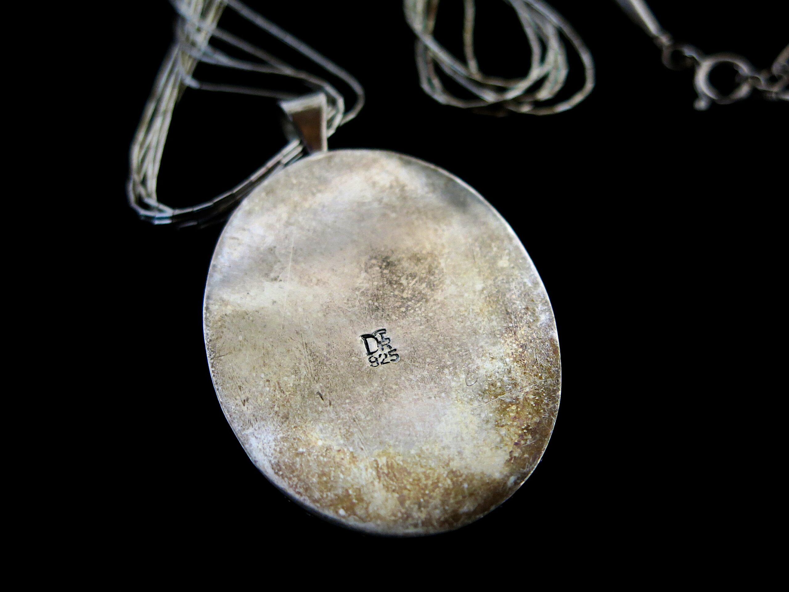 Sterling Silver Tube Chain Necklace with Turquoise Pendant - Image 7