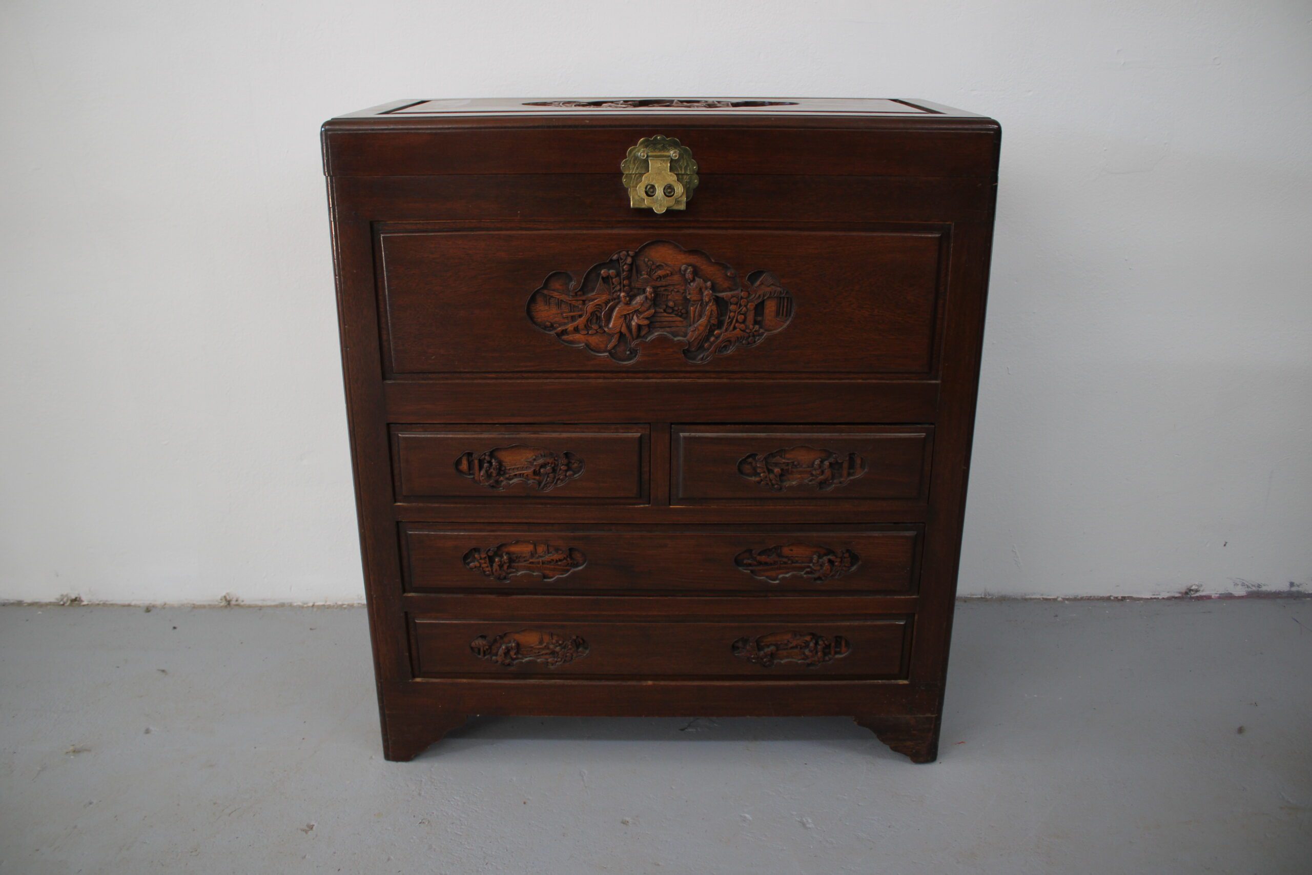 George Zee Hong Kong Rosewood Camphor Wood Silver Chest