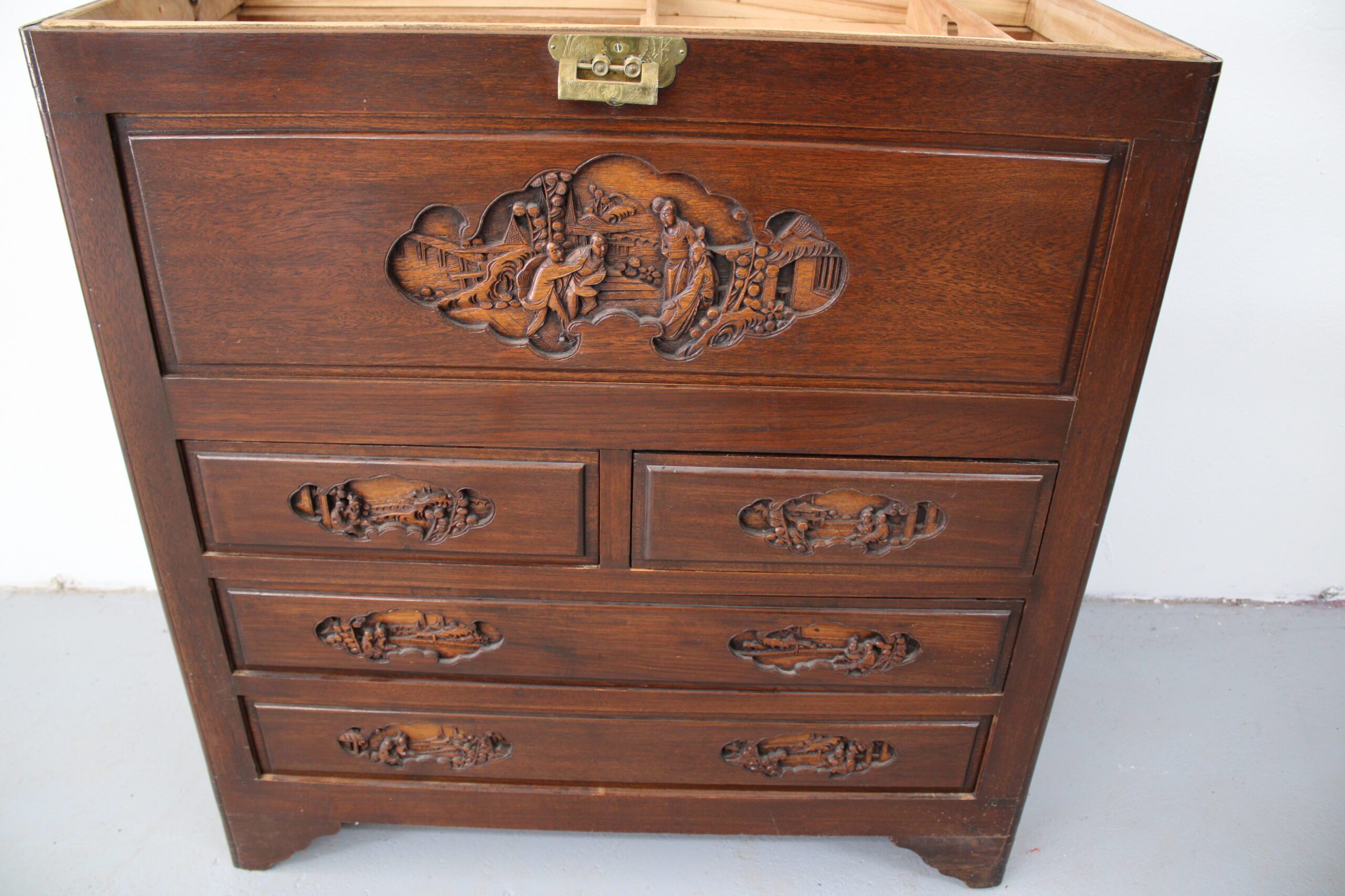 George Zee Hong Kong Rosewood Camphor Wood Silver Chest - Image 6
