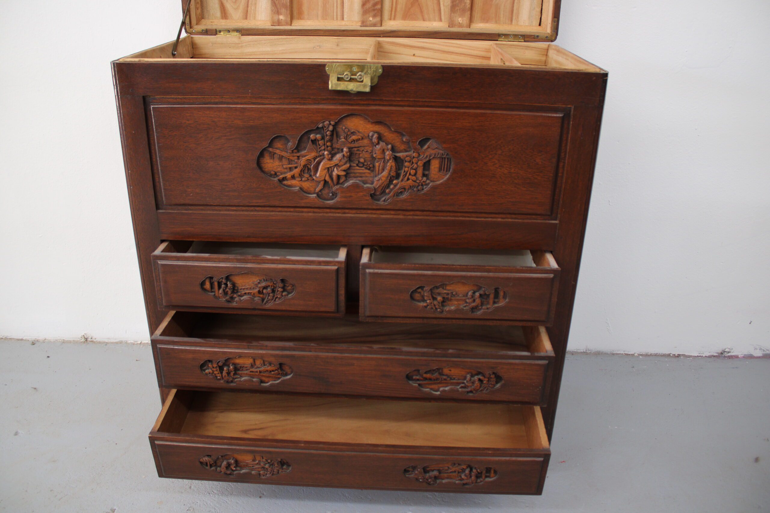 George Zee Hong Kong Rosewood Camphor Wood Silver Chest - Image 11