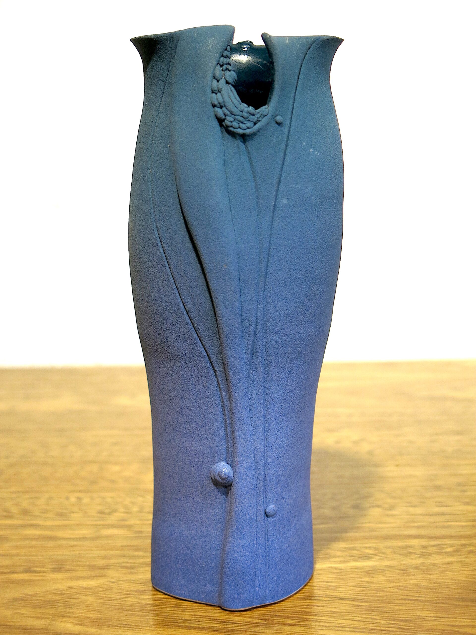 Michele Rigert Blue Floral Dry Matte Glazed Vase
