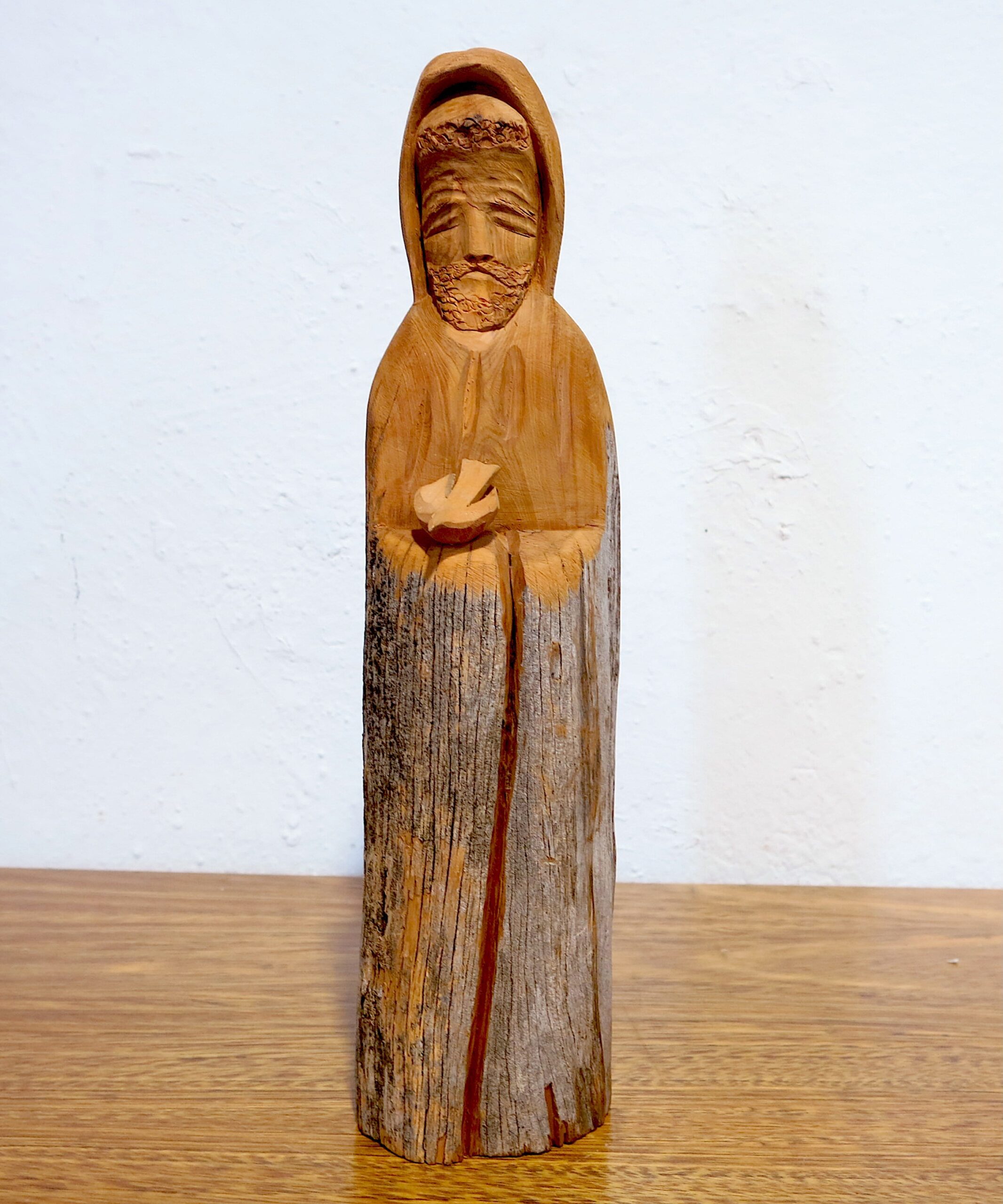 RARE Michael Salazar Signed Bark Technique St. Francis Cedar Bulto