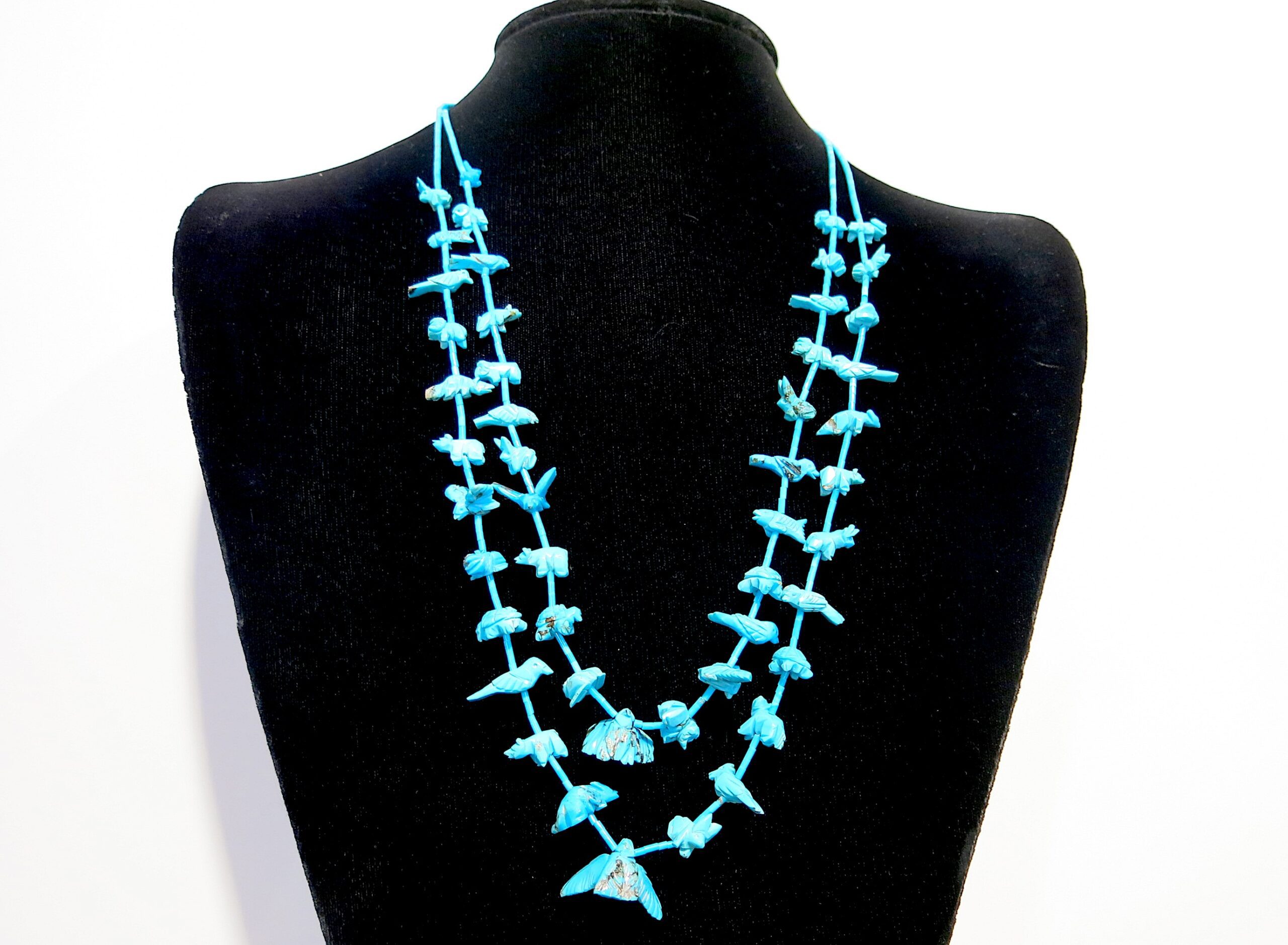 Zuni Turquoise Double Strand Fetish Necklace