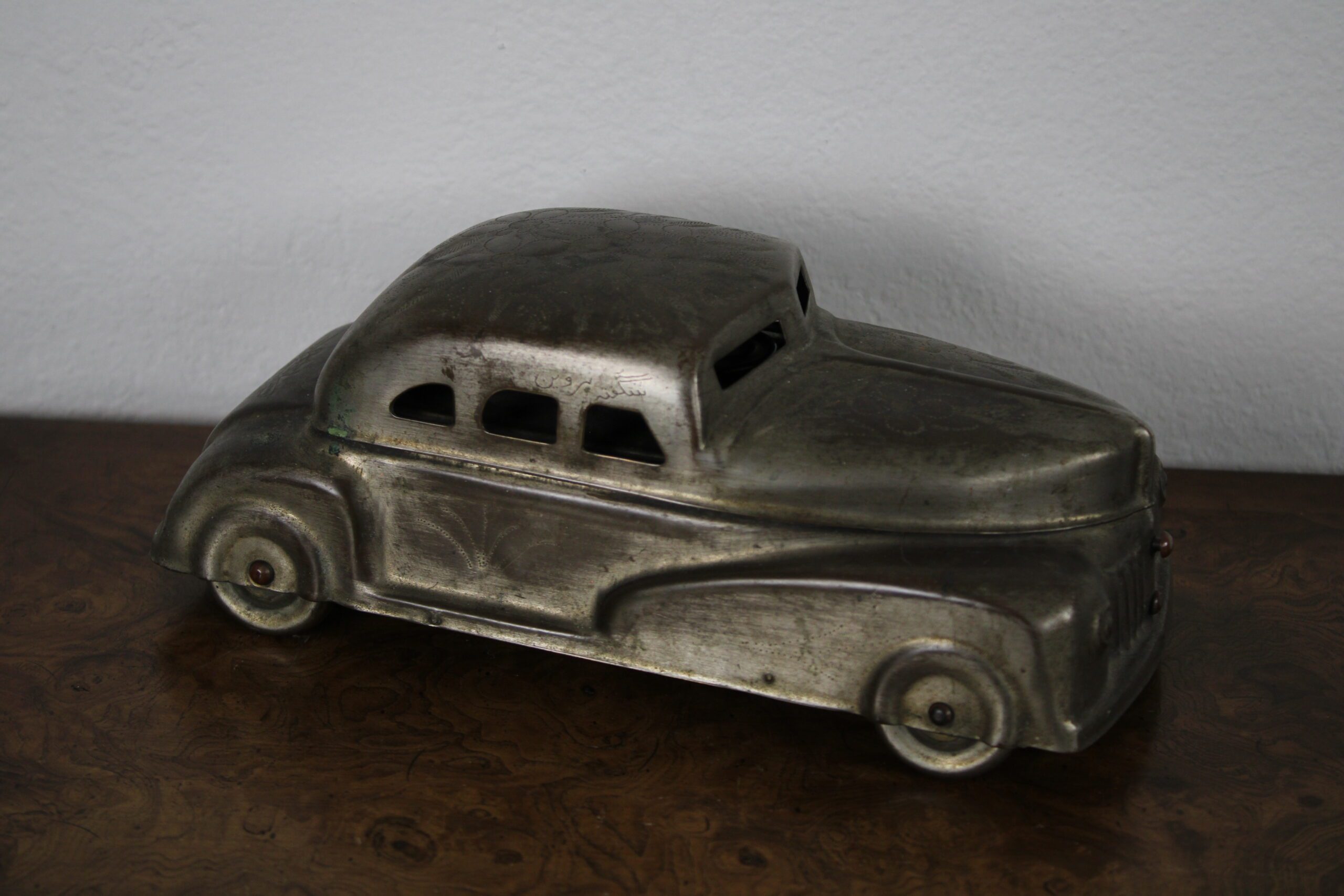 Antique Indian Tin Sedan Form Betel Nut Paan Box Car Shaped 1930s