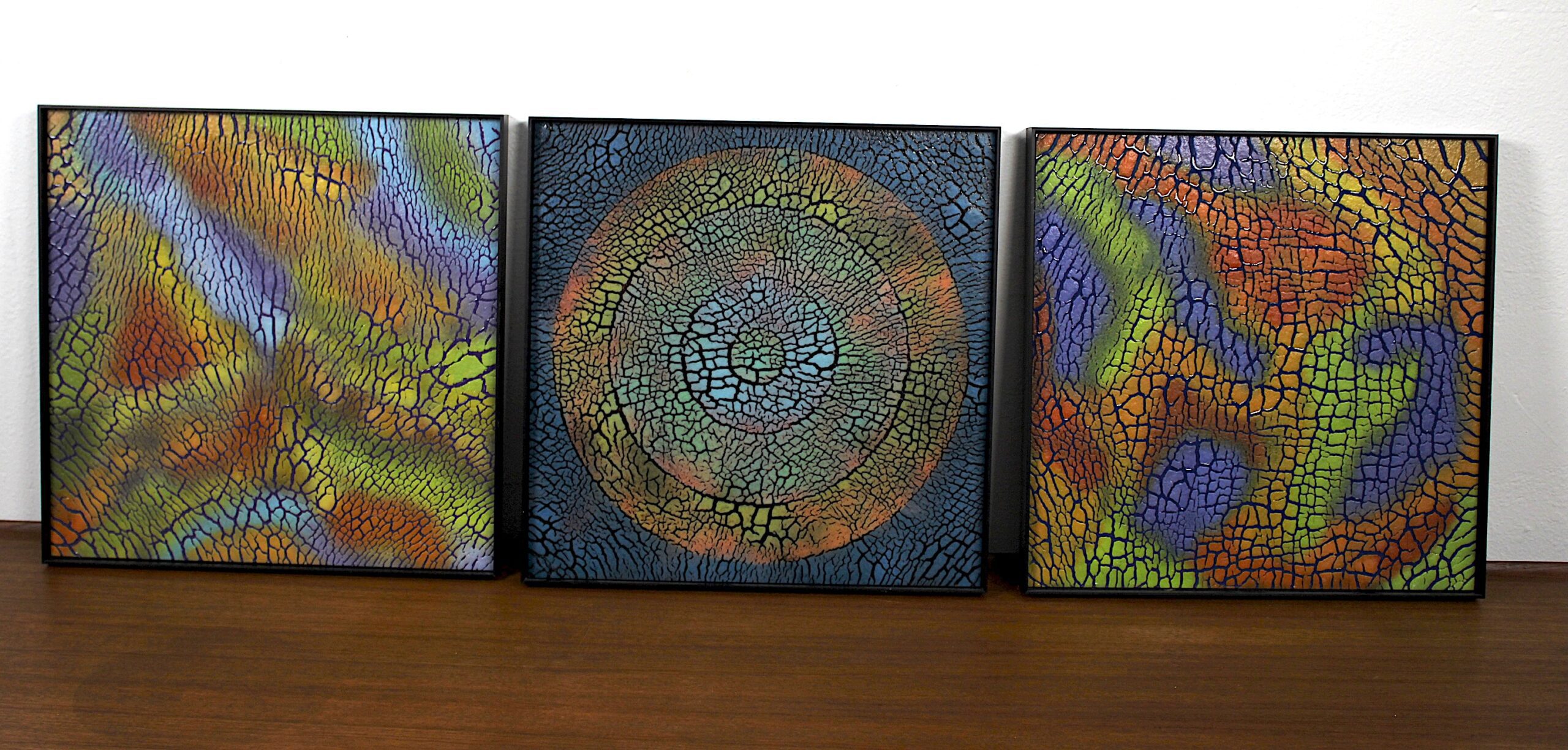Charlotte Miller Kiln-Formed Glass Art Triptych