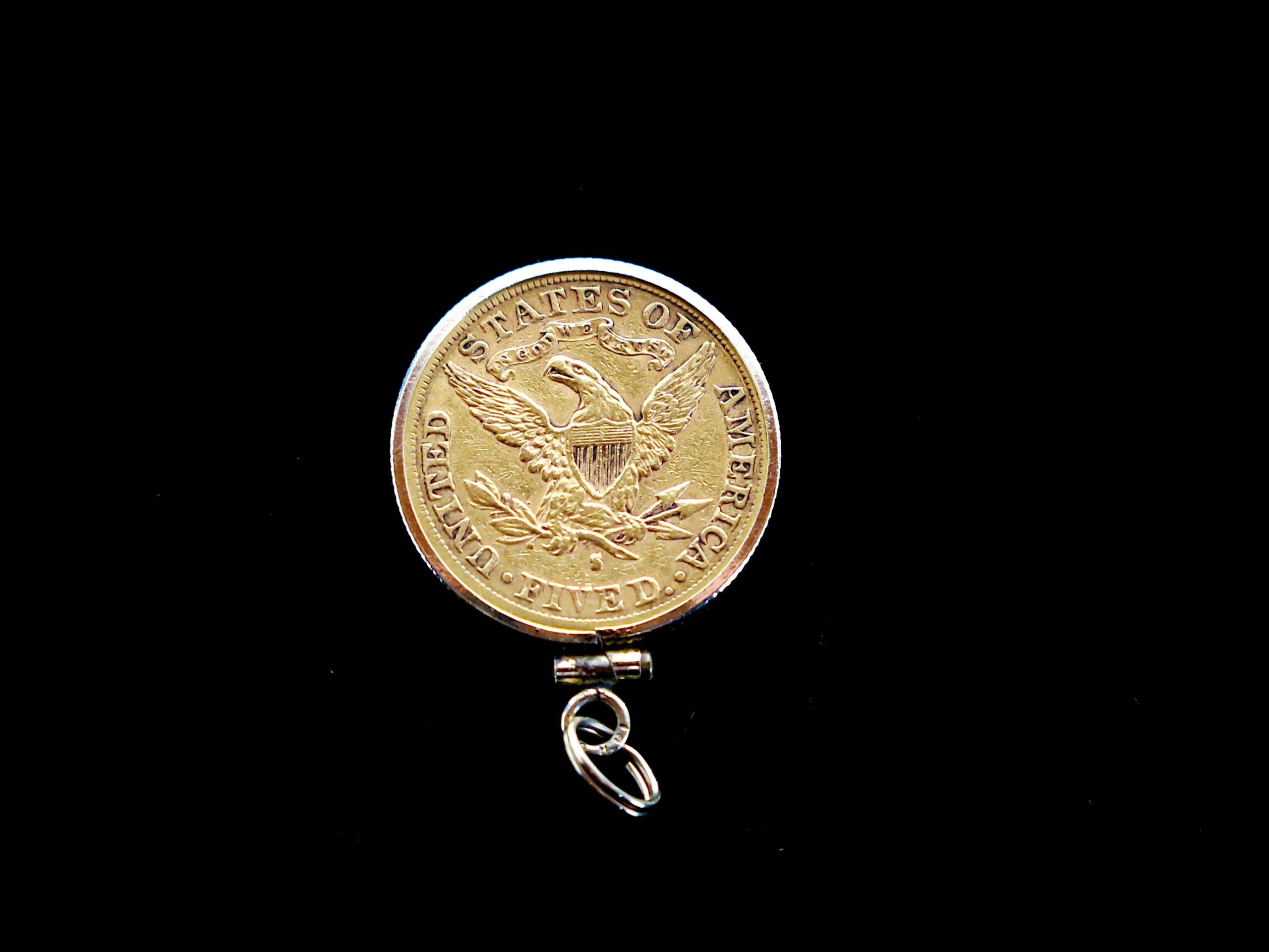 Liberty Head 1886s Gold Five Dollar Coin in 14k Gold Bezel - Image 4