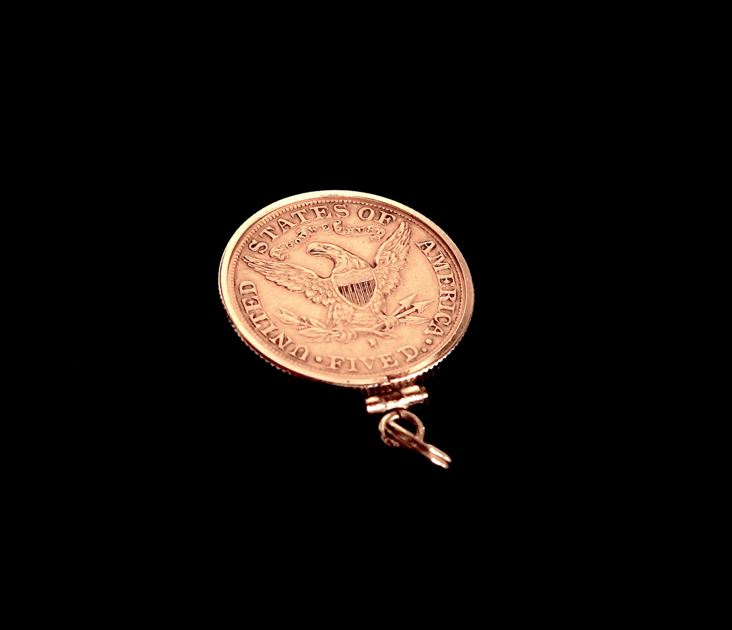 Liberty Head 1886s Gold Five Dollar Coin in 14k Gold Bezel - Image 6