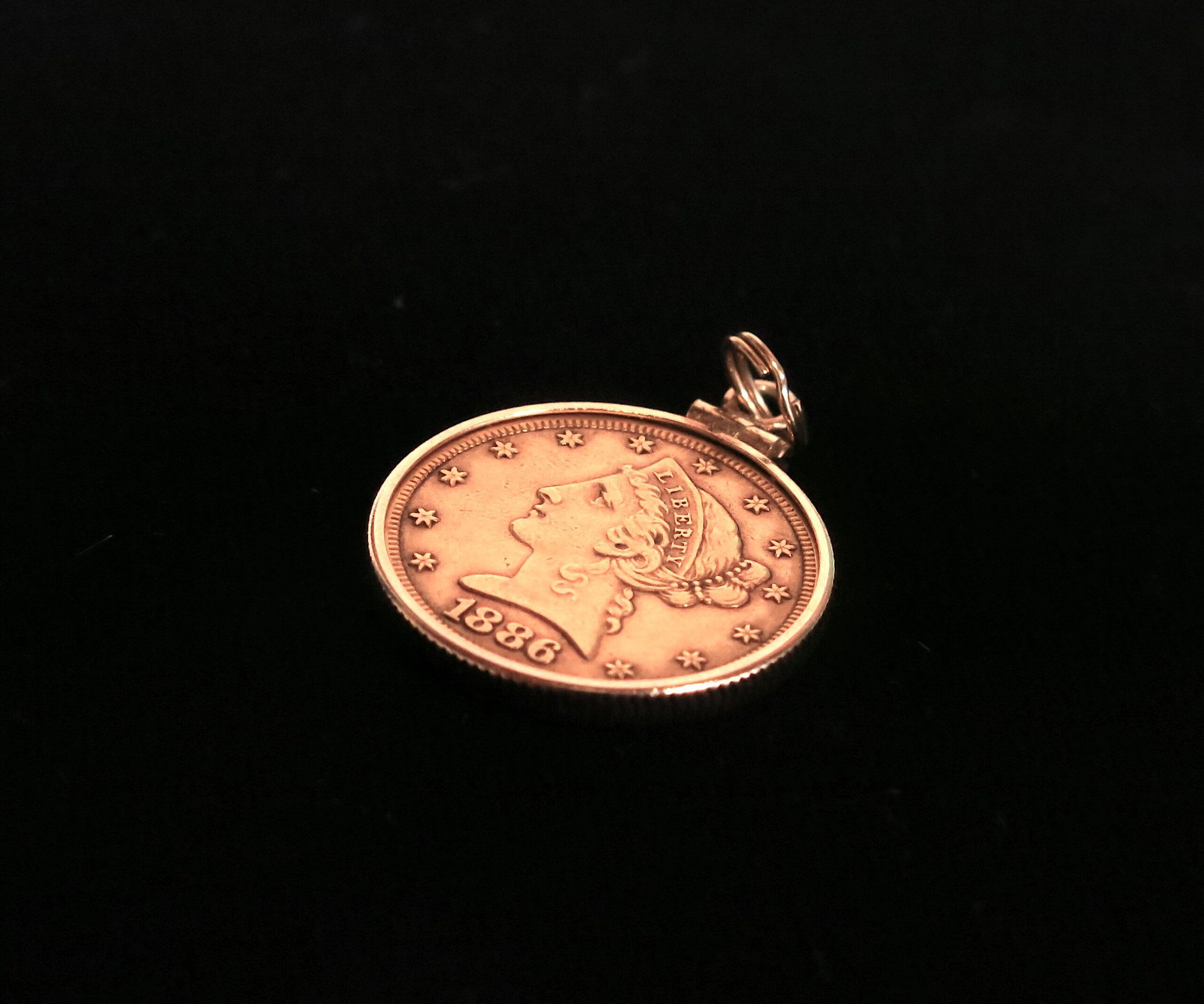Liberty Head 1886s Gold Five Dollar Coin in 14k Gold Bezel - Image 7