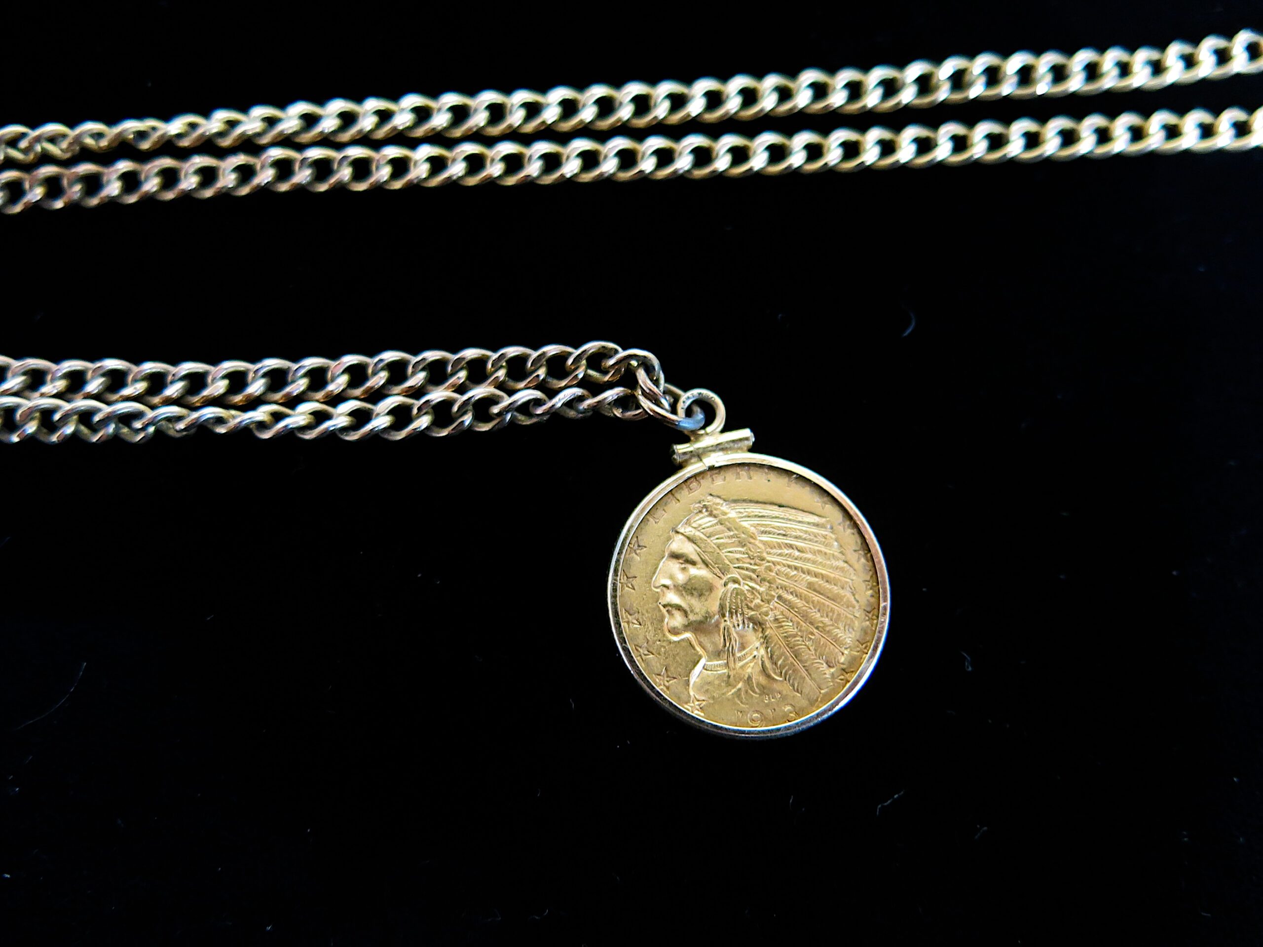 Indian Head 1913 Gold Five Dollar Coin in 14k Gold Bezel - Image 3