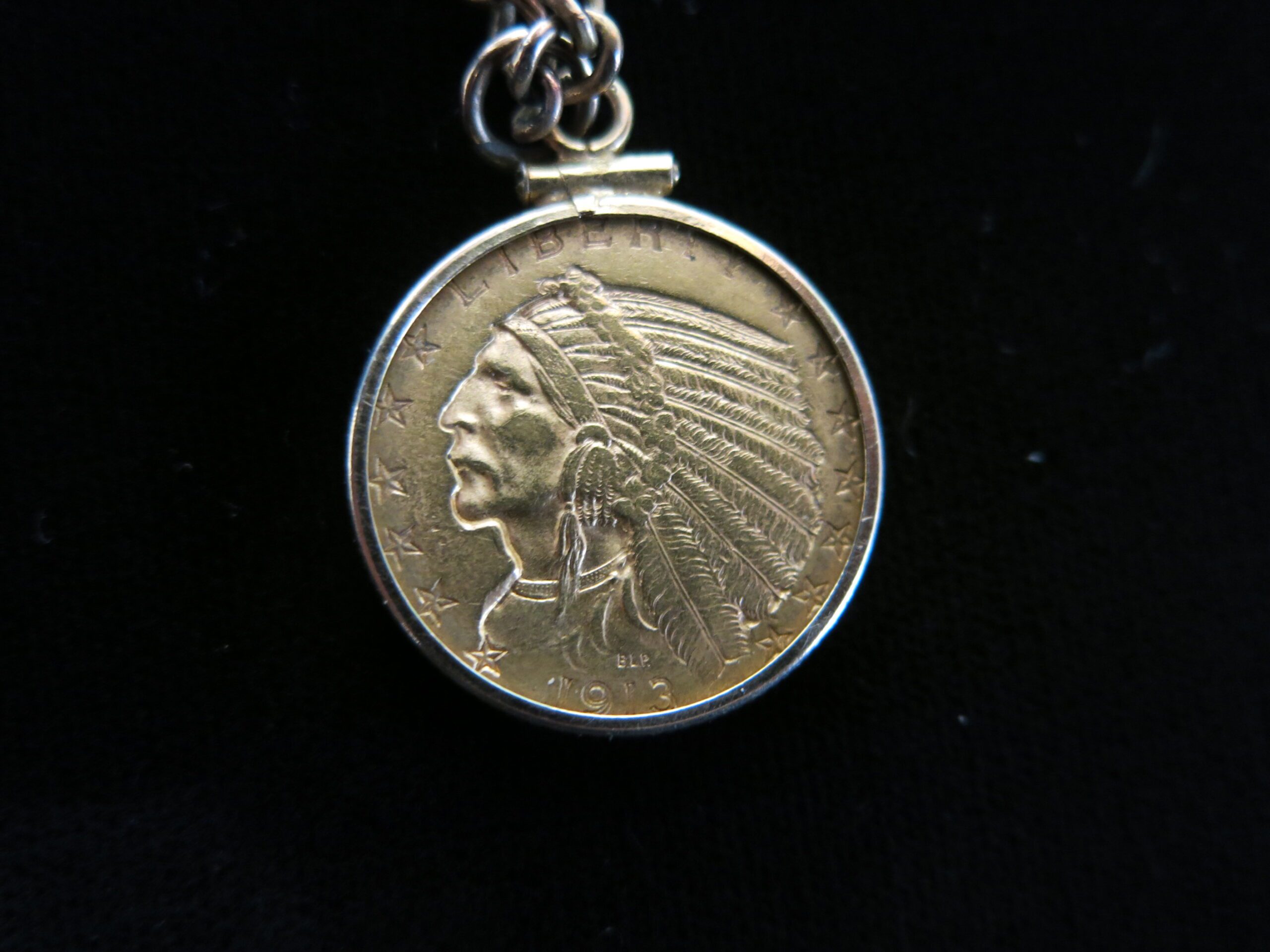 Indian Head 1913 Gold Five Dollar Coin in 14k Gold Bezel - Image 9