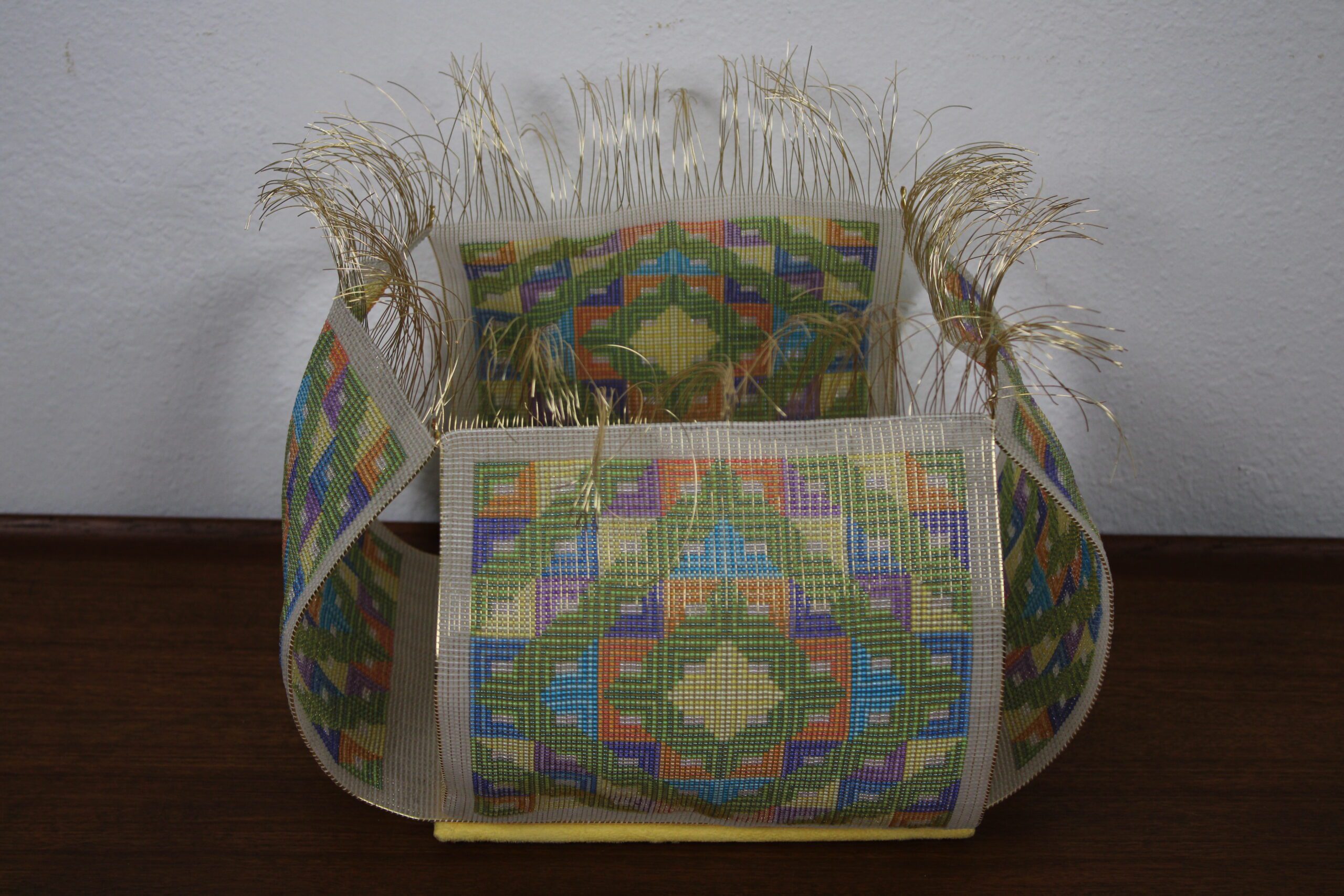 Charlotte Miller Woven Bead Wire Vessel Sculpture Taos NM