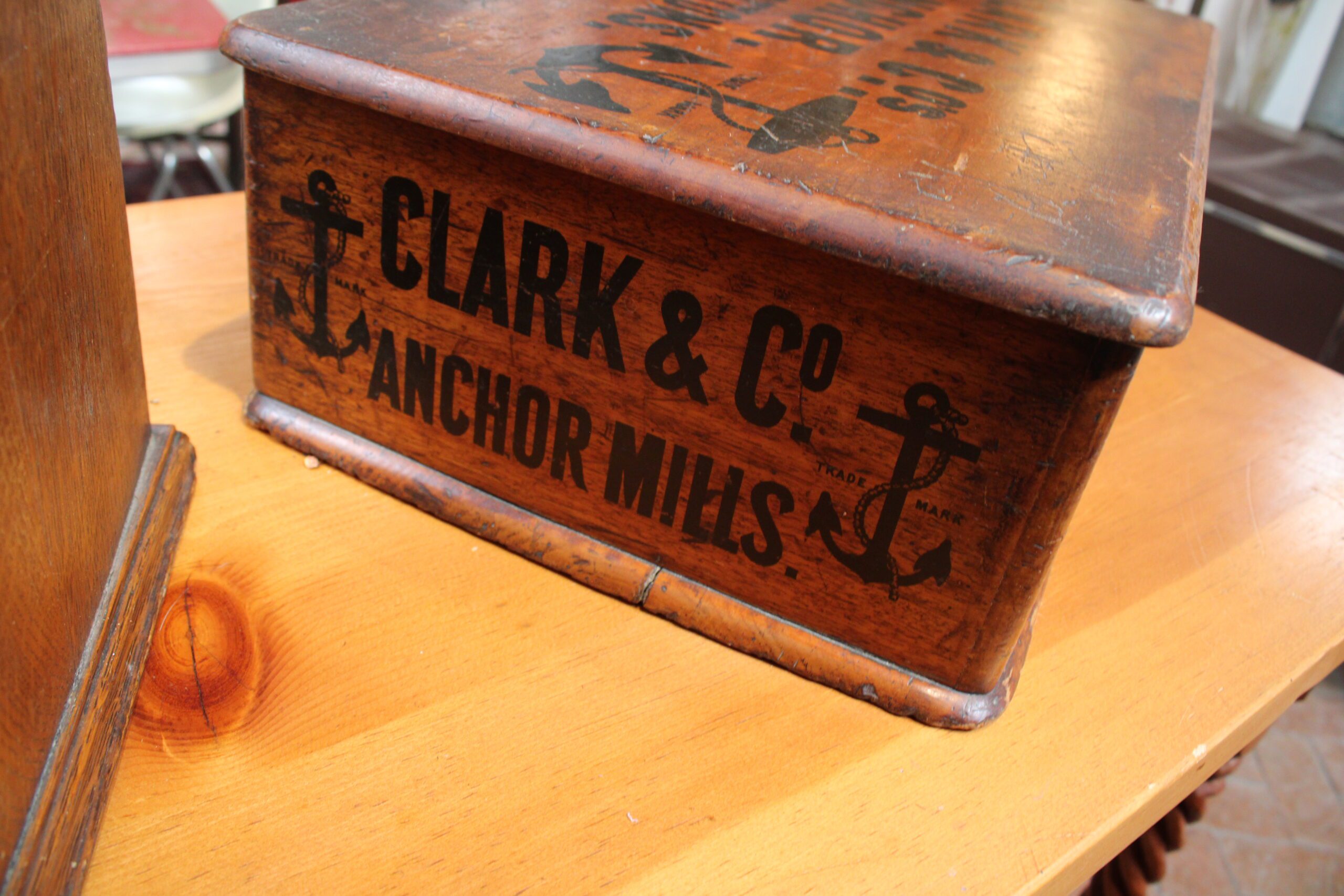 Clark & Co's Anchor Sewing Cottons 2-Drawer Country Store Spool Cabinet c.1880-1900 - Image 6