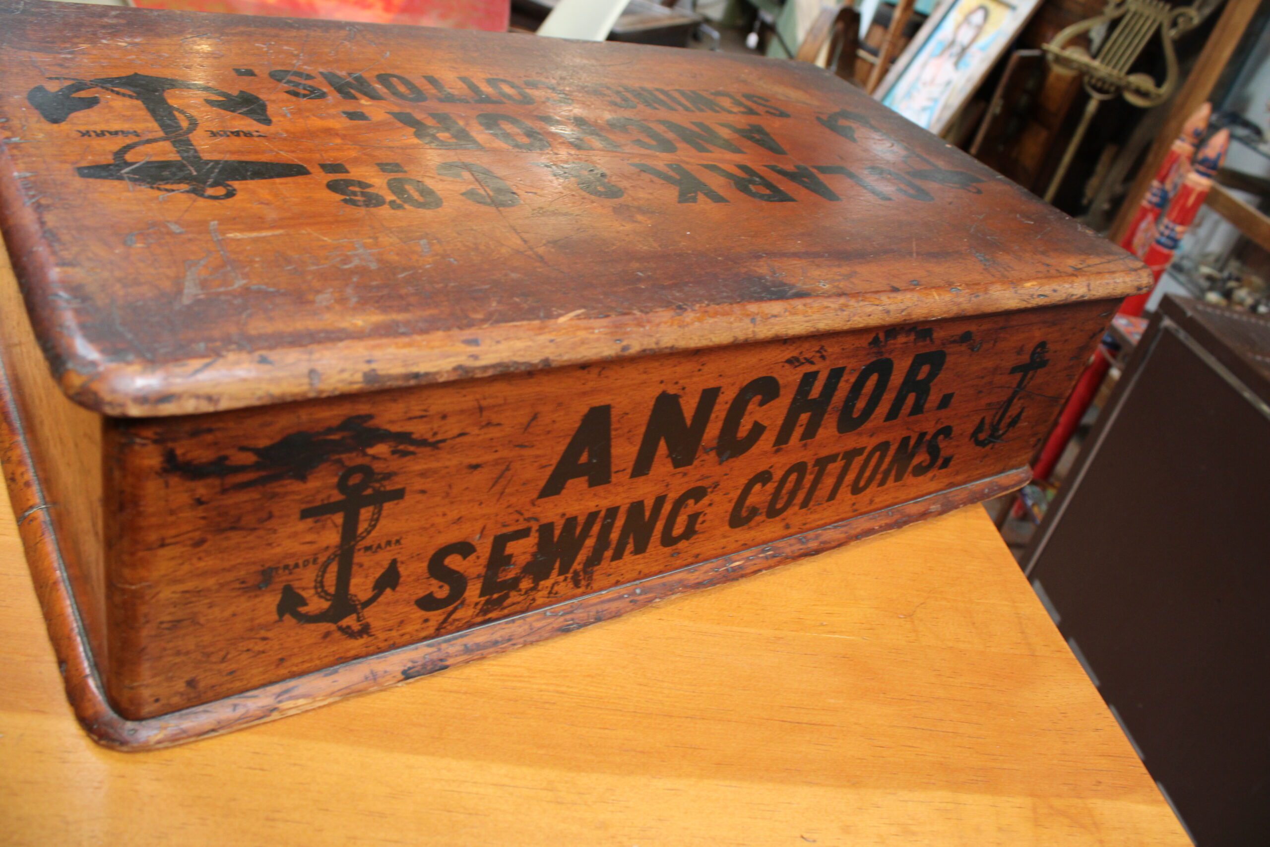 Clark & Co's Anchor Sewing Cottons 2-Drawer Country Store Spool Cabinet c.1880-1900 - Image 7